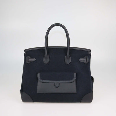 Hermes Black Swift and Goeland Canvas Cargo Birkin 35 Bag
