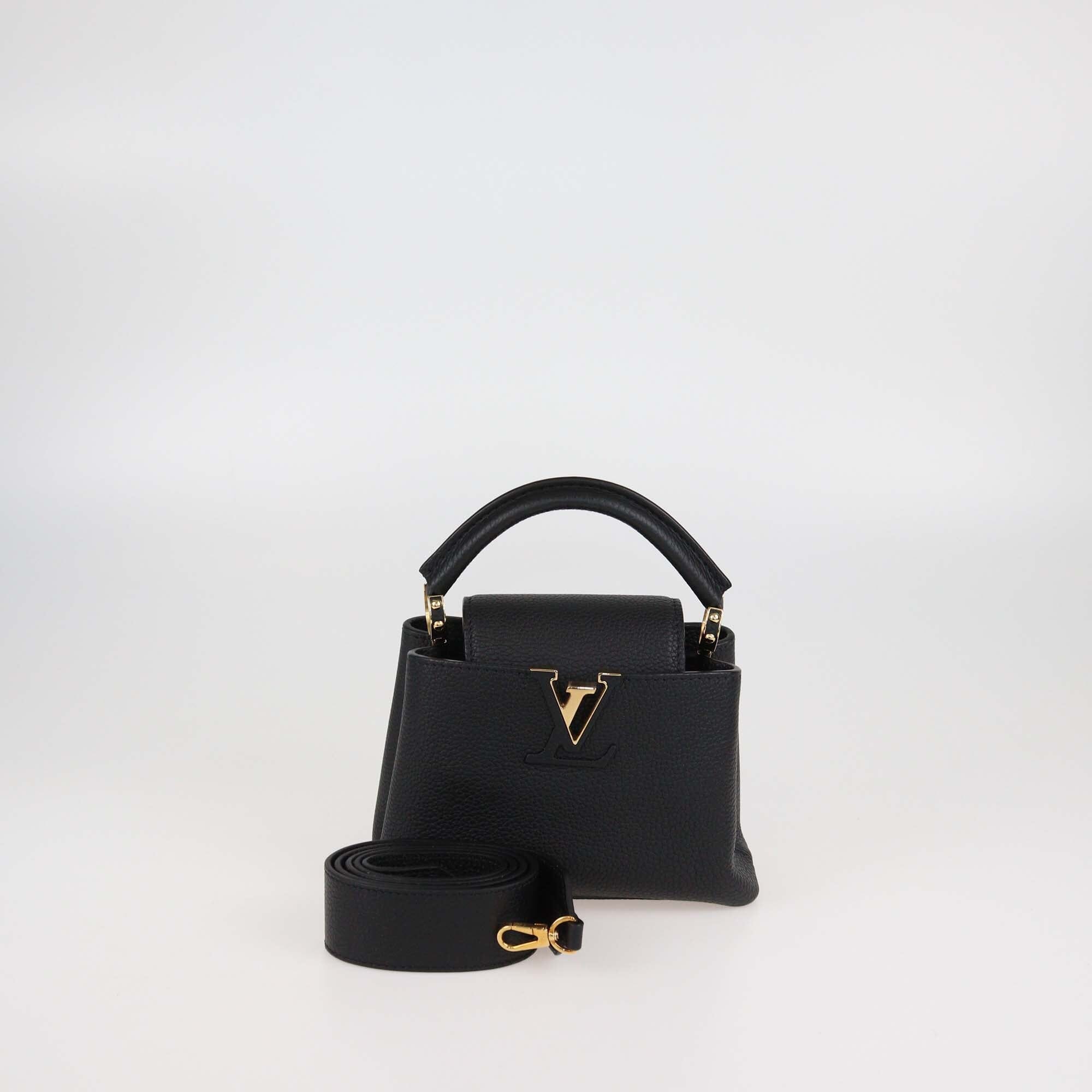 Louis Vuitton Black Leather Mini Capucines Bag Womens Louis Vuitton 