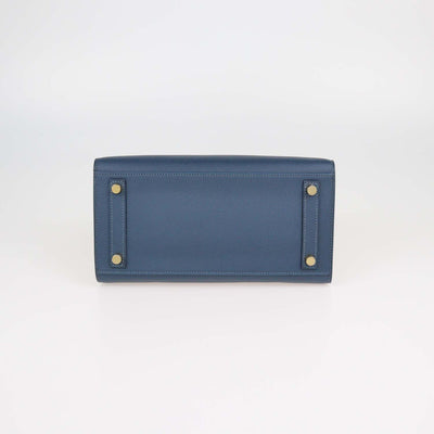 Hermes Bleu De Prusse Epsom Leather Gold Hardware Birkin 25 Sellier Bag