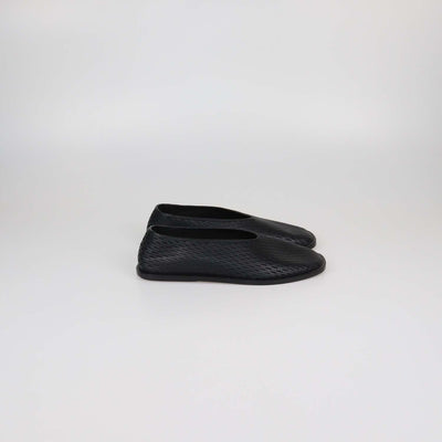 Proenza Schouler Black Tee Perforated Leather Square Flats