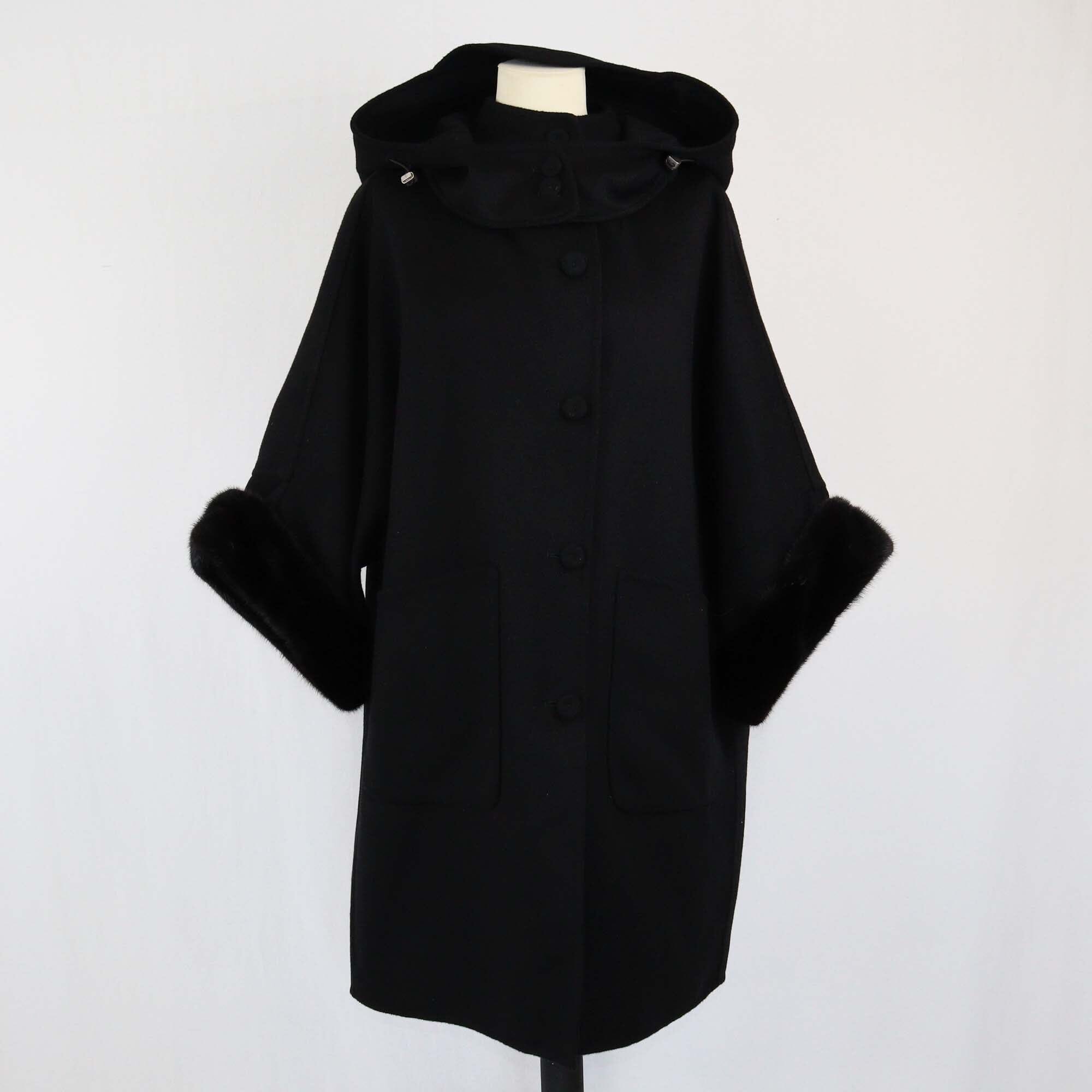 Ermmano Scervino Black Mink Trim Coat Womens Ermmano Scervino 