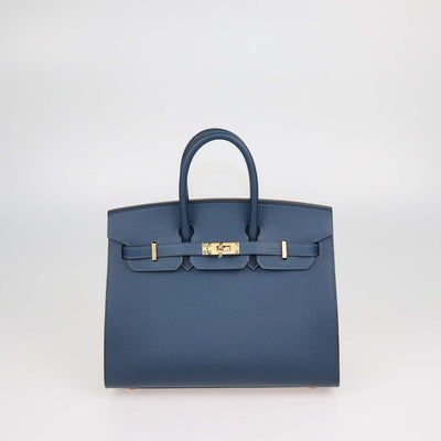 Hermes Bleu De Prusse Epsom Leather Gold Hardware Birkin 25 Sellier Bag