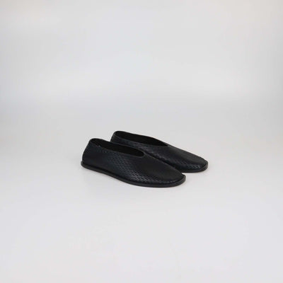 Proenza Schouler Black Tee Perforated Leather Square Flats