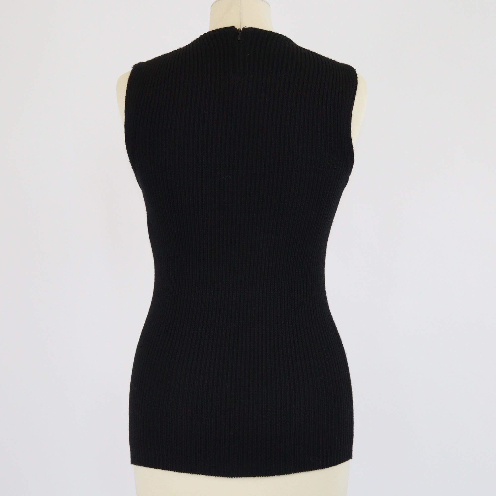 Christian Dior Black Crystal Embellished Sleeveless Top Womens Christian Dior 