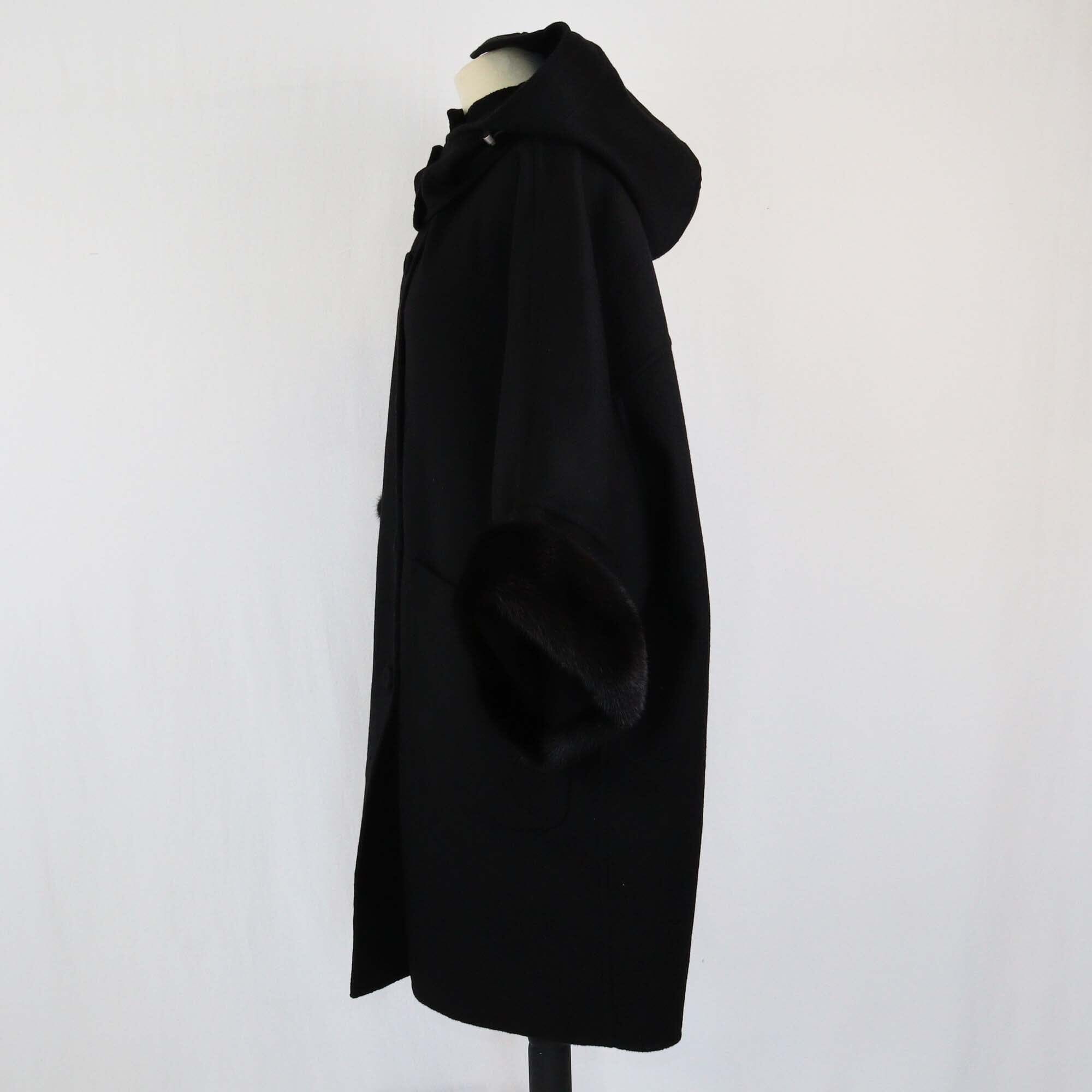 Ermmano Scervino Black Mink Trim Coat Womens Ermmano Scervino 