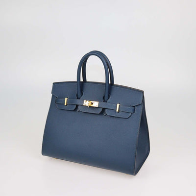 Hermes Bleu De Prusse Epsom Leather Gold Hardware Birkin 25 Sellier Bag