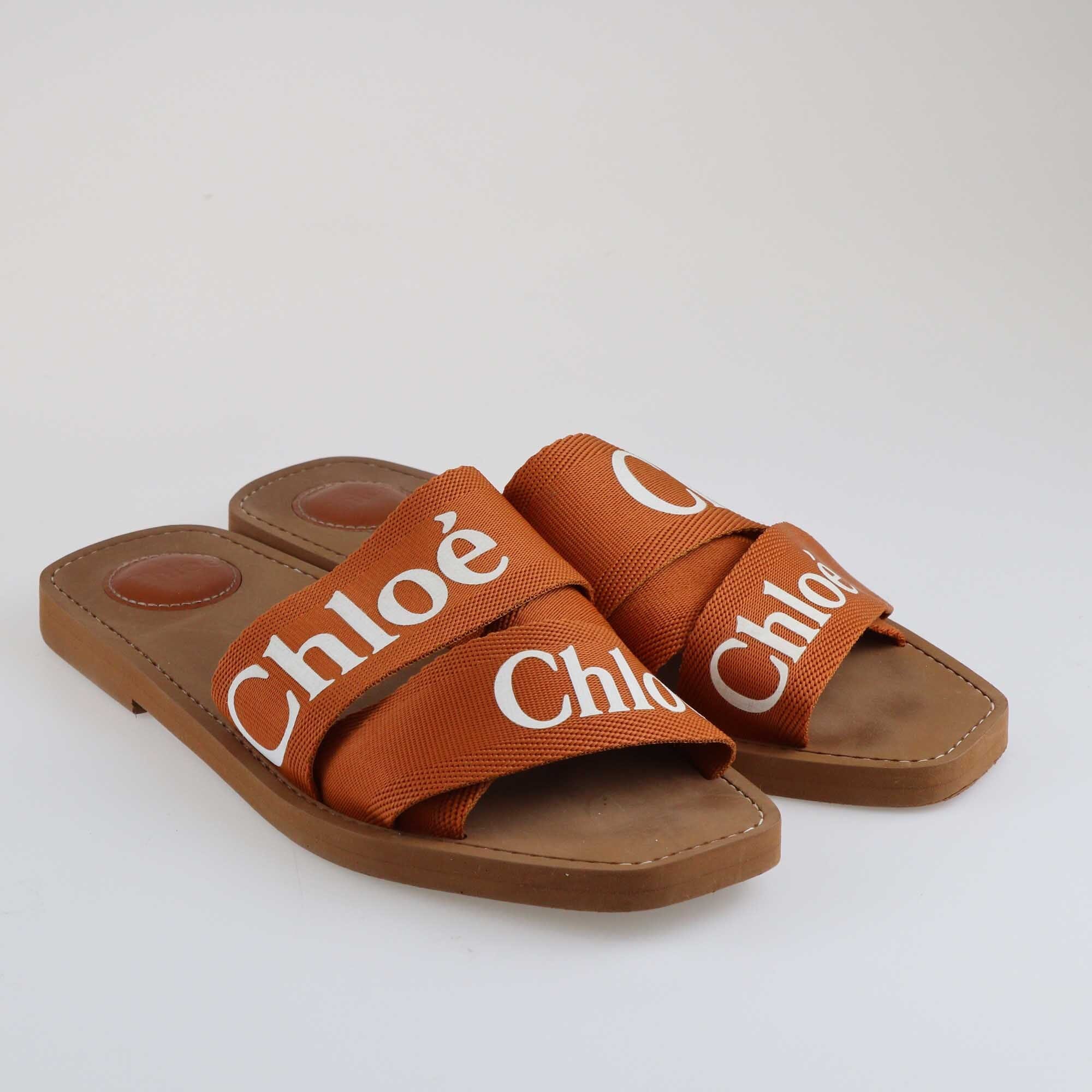 Chloe Brown Woody Slide Sandals Shoes Chloe 