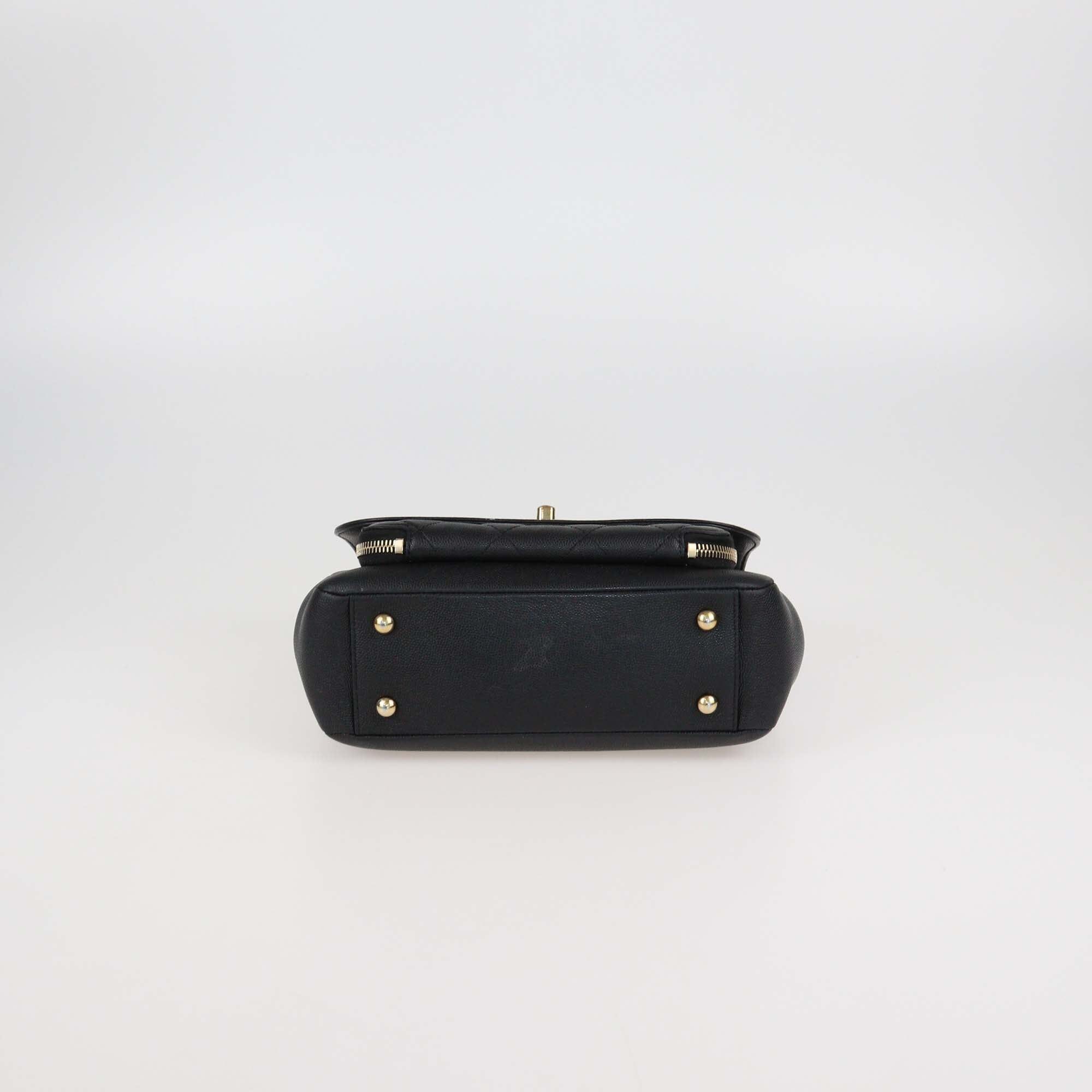 Chanel Black Quilted Caviar Leather Medium Business Affinity Flap Bag Womens Chanel 