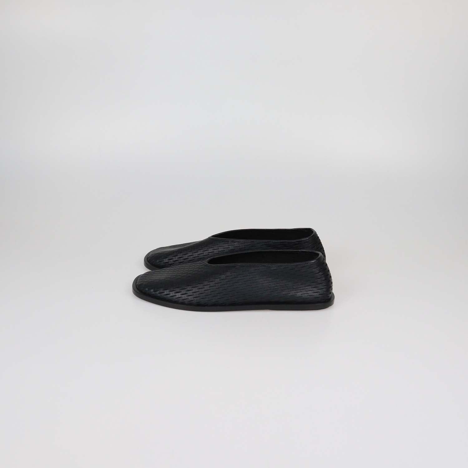 Proenza Schouler Black Tee Perforated Leather Square Flats