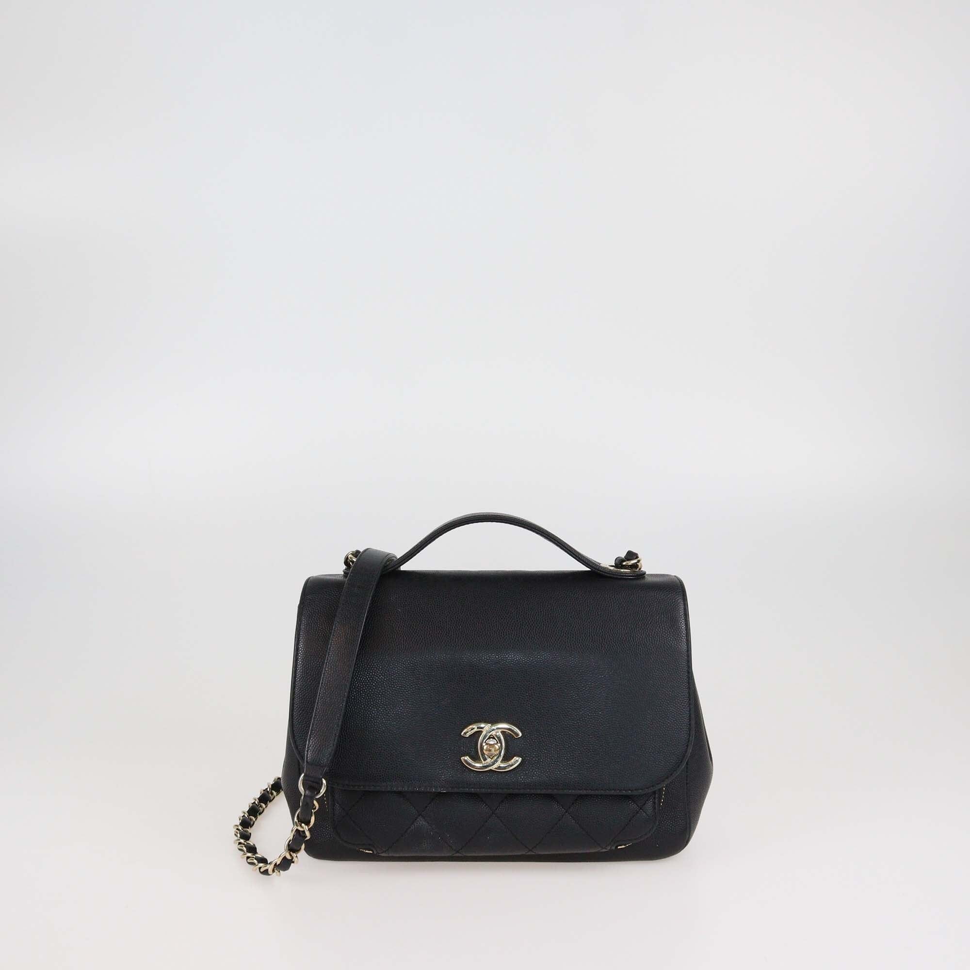 Chanel Black Quilted Caviar Leather Medium Business Affinity Flap Bag Womens Chanel 
