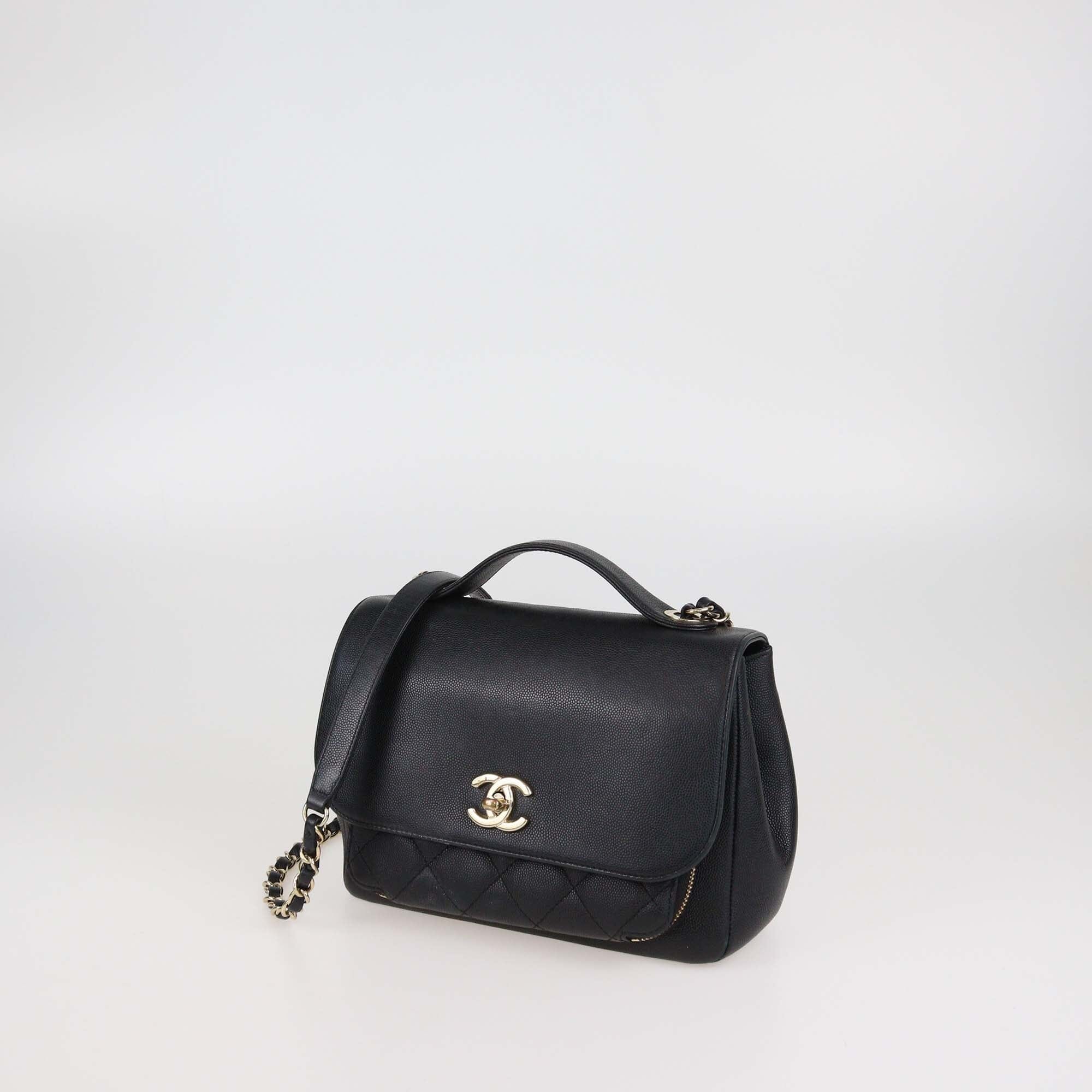 Chanel Black Quilted Caviar Leather Medium Business Affinity Flap Bag Womens Chanel 
