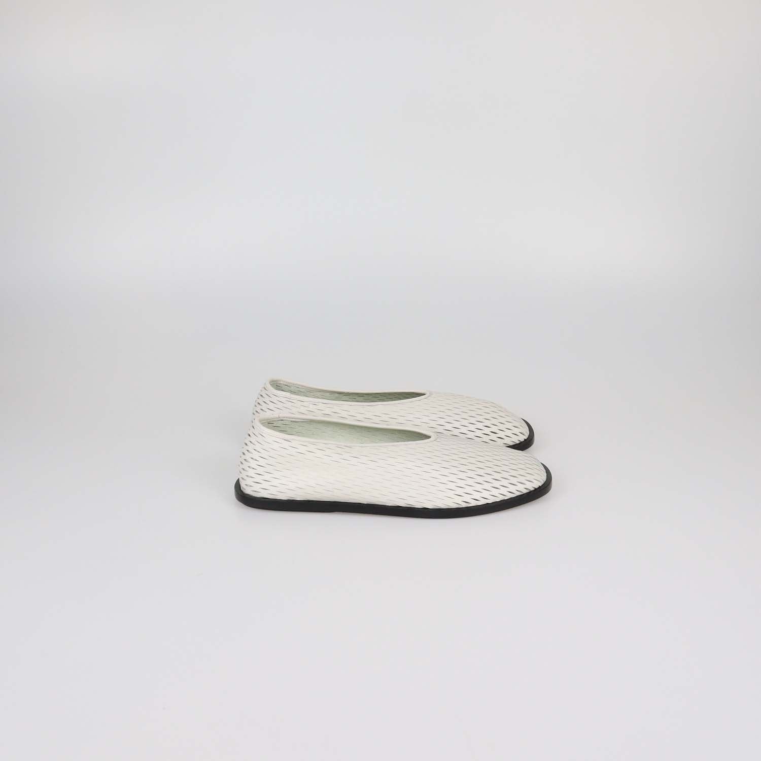 Proenza Schouler White Tee Perforated Leather Square Flats