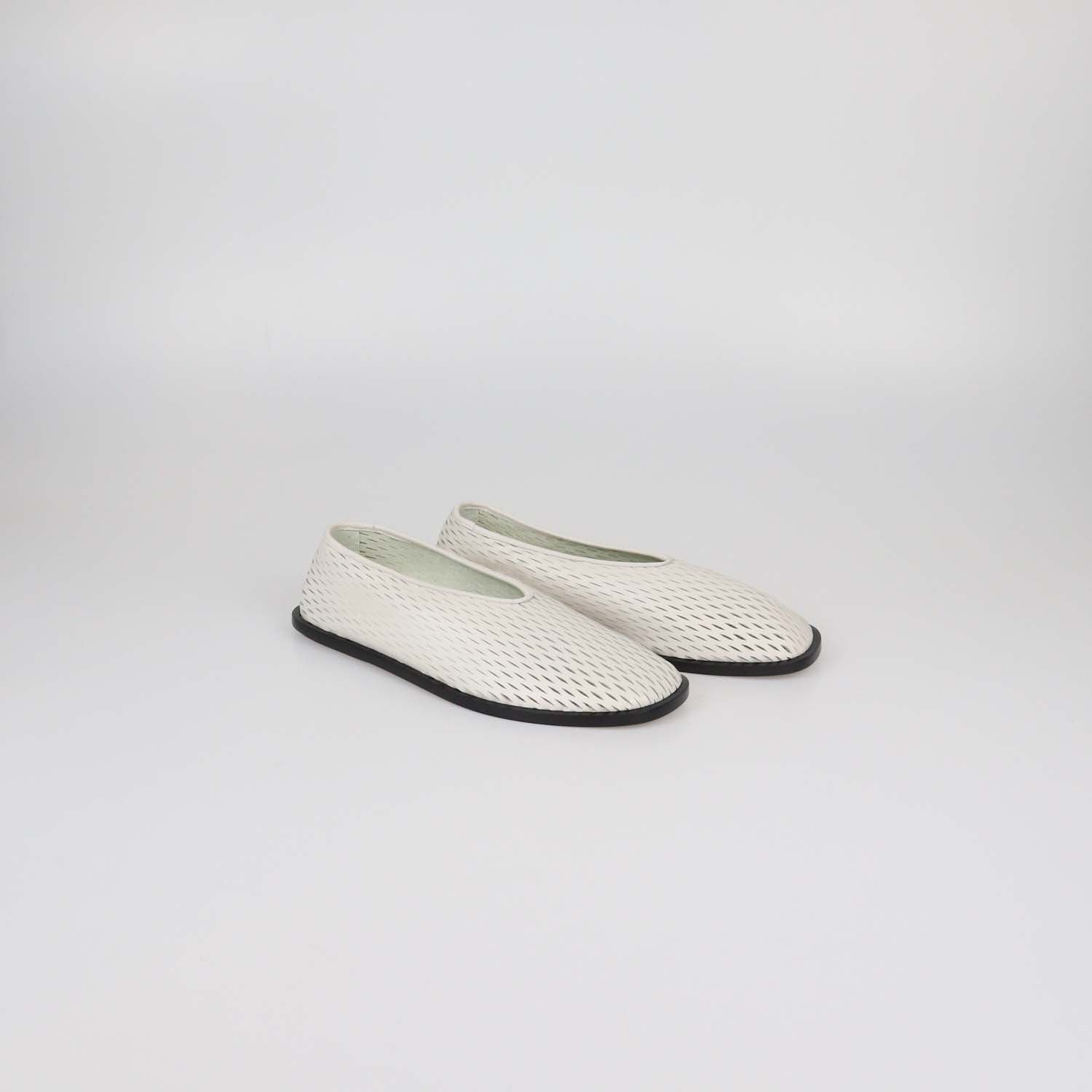 Proenza Schouler White Tee Perforated Leather Square Flats