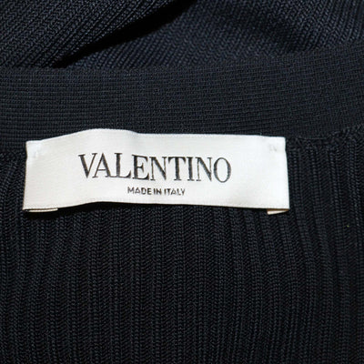 Valentino Black Viscose Ribbed Knit Long Sleeve Maxi Dress