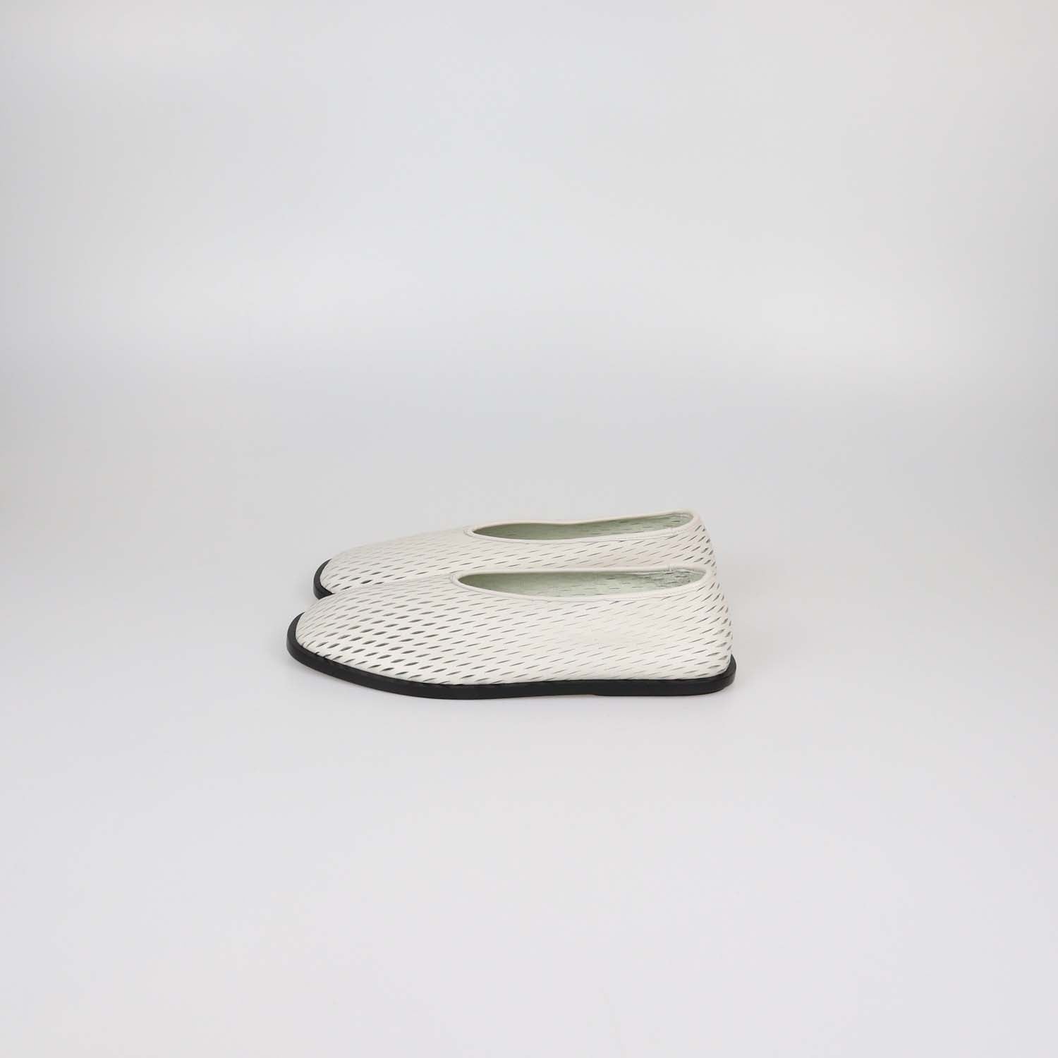 Proenza Schouler White Tee Perforated Leather Square Flats