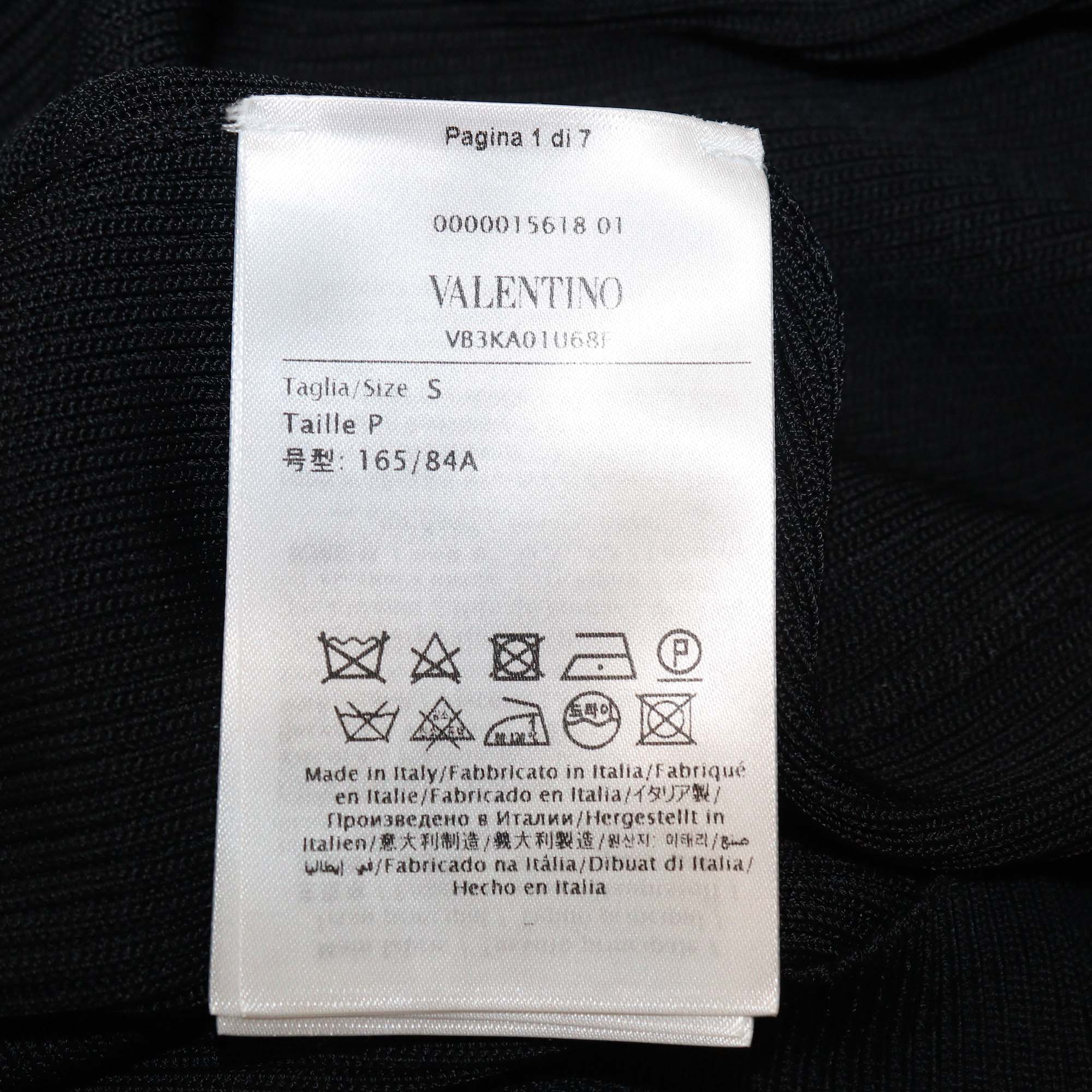 Valentino Black Viscose Ribbed Knit Long Sleeve Maxi Dress