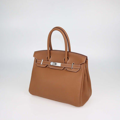 Hermes Gold Togo Leather Palladium Hardware Birkin 30 Bag