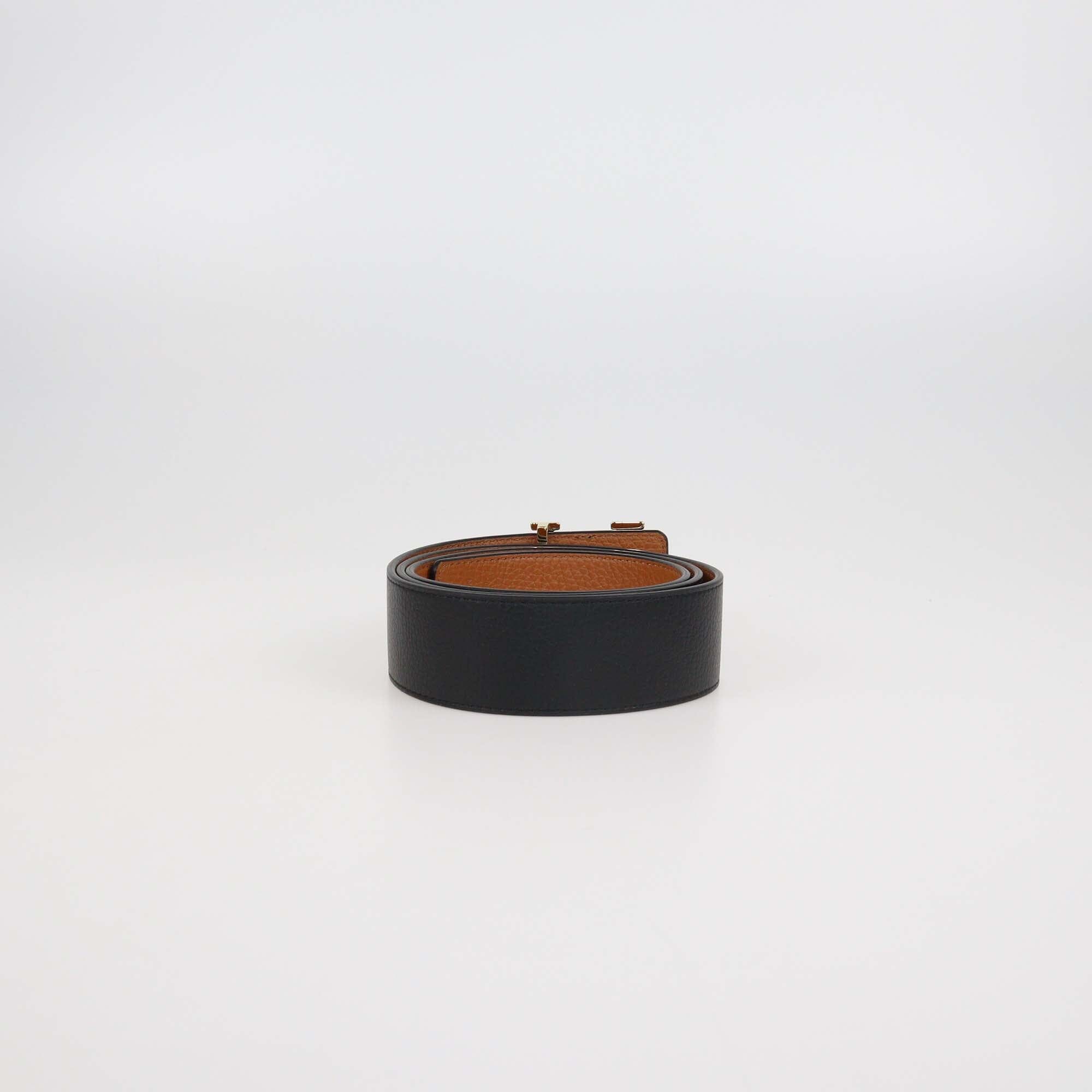 Louis Vuitton Black/Brown Leather Reversible 40MM Initiales Belt Mens Louis Vuitton 