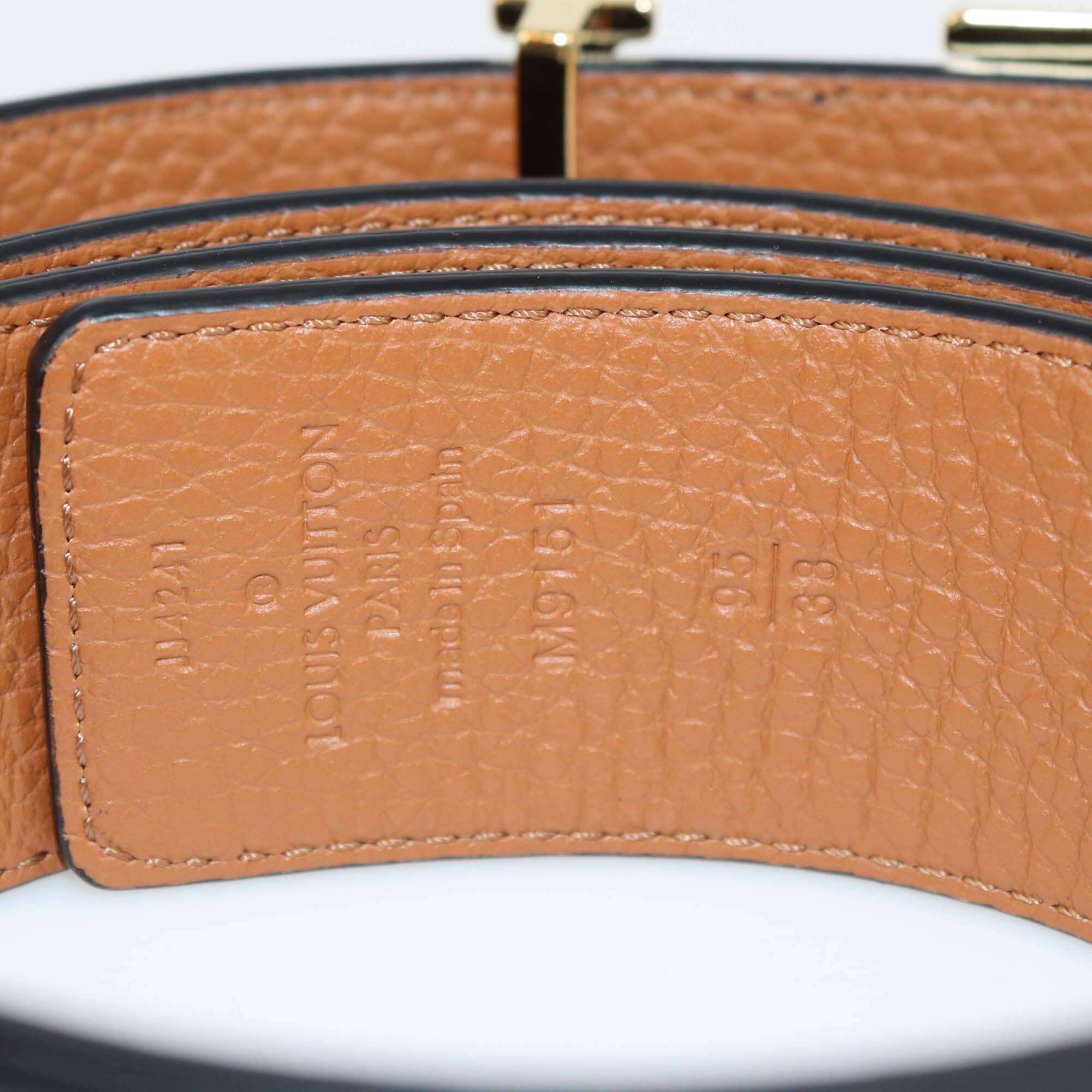 Louis Vuitton Black/Brown Leather Reversible 40MM Initiales Belt Mens Louis Vuitton 