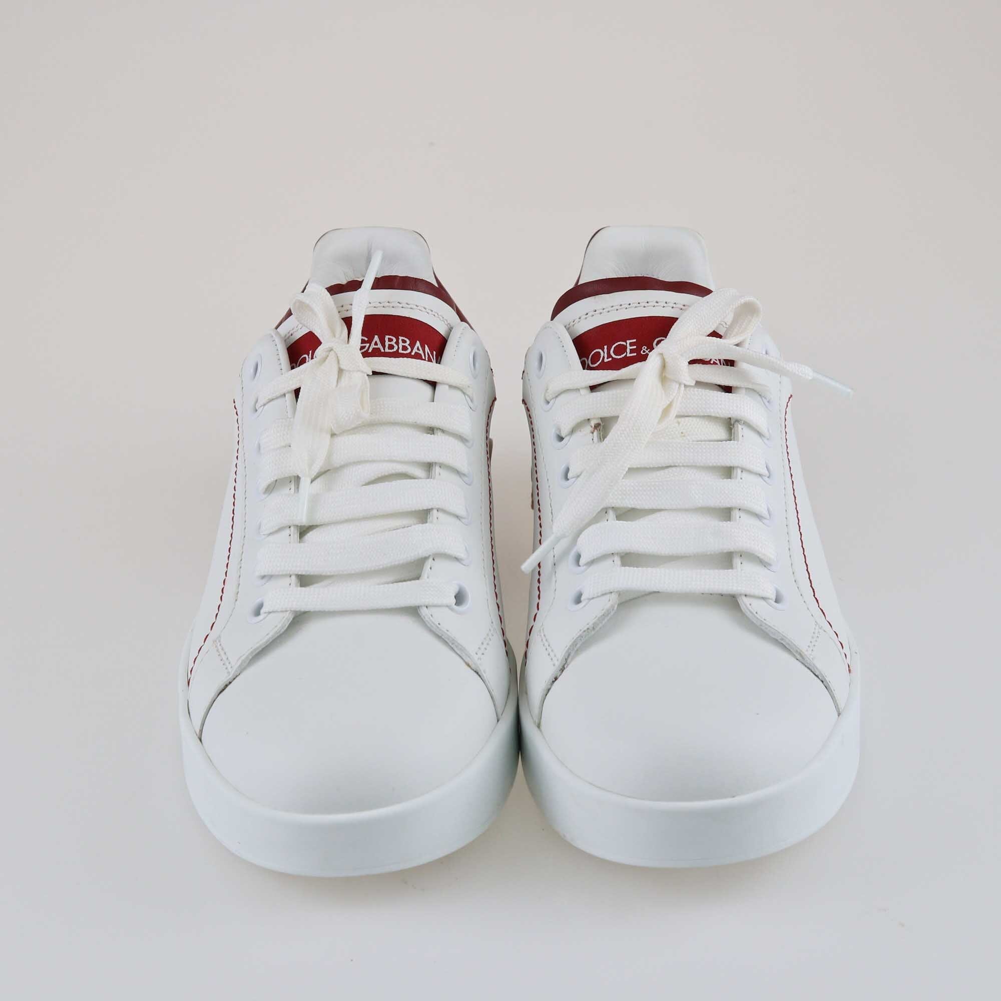 Dolce & Gabbana Red/White Logo Insert Lace Up Sneakers Shoes Dolce & Gabbana 