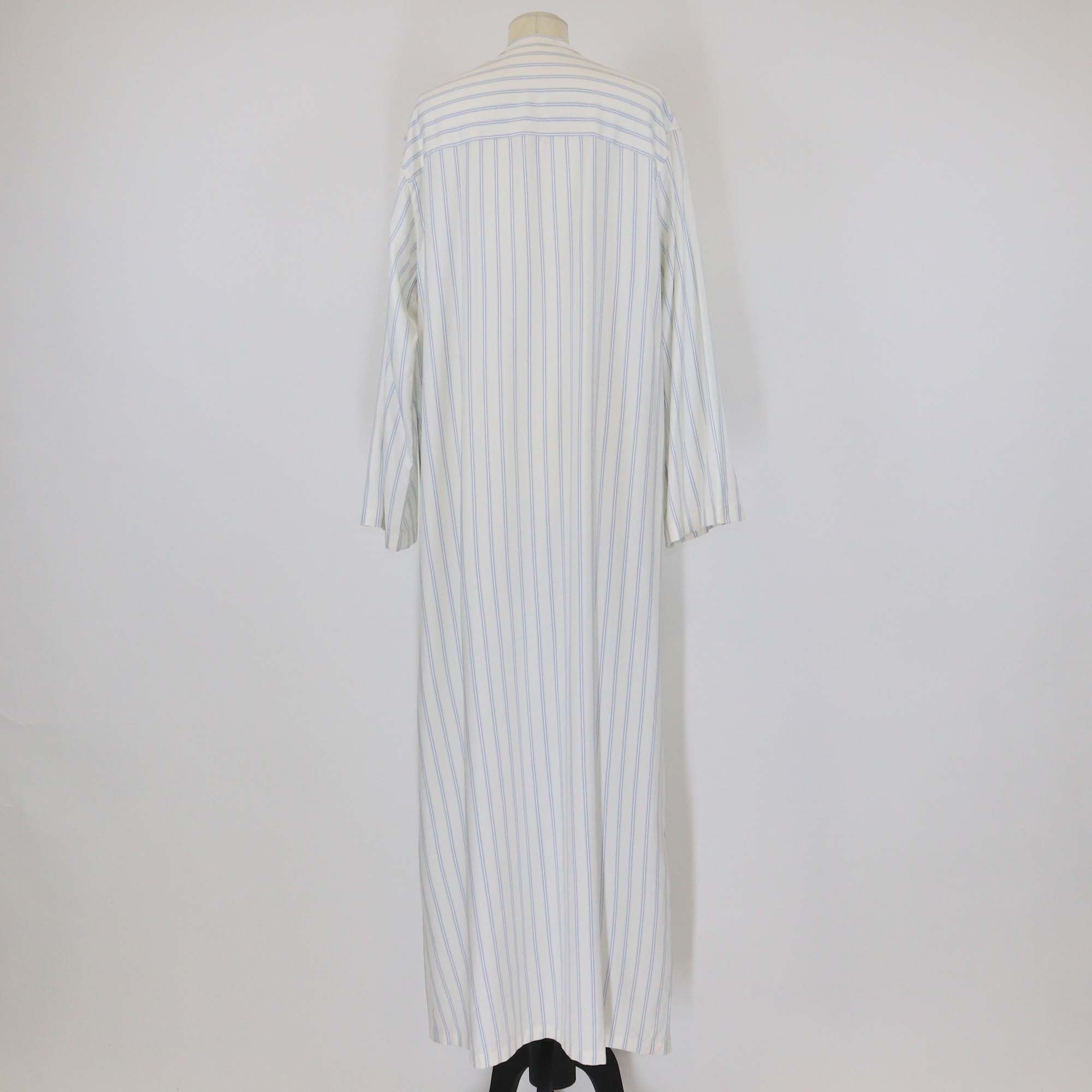 Celine White Silk Striped Tunic Three Quarter Sleeve Maxi Dress