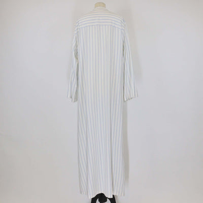 Celine White Silk Striped Tunic Three Quarter Sleeve Maxi Dress