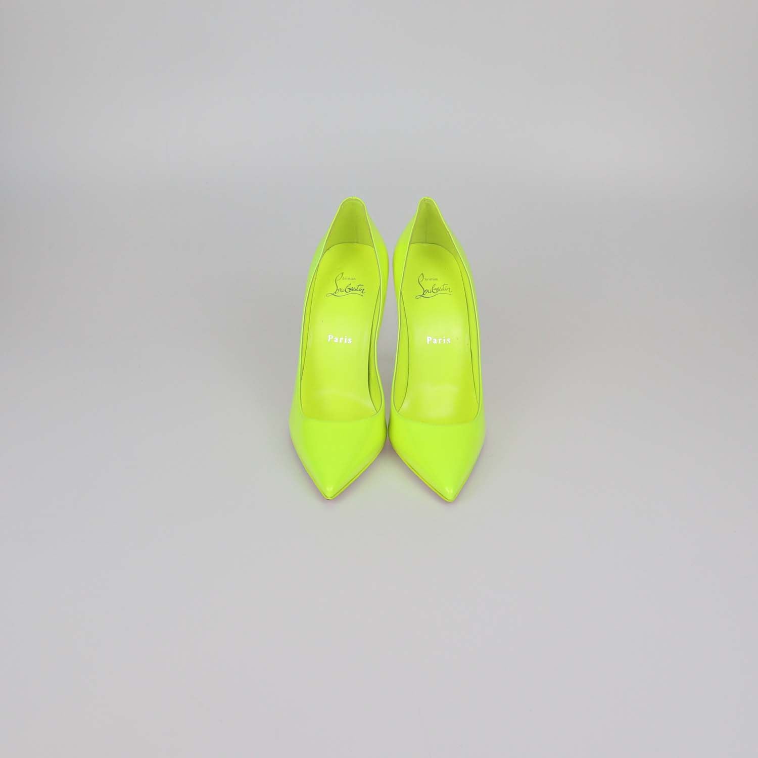 Christian Louboutin Neon Green Patent Leather Kate Pumps