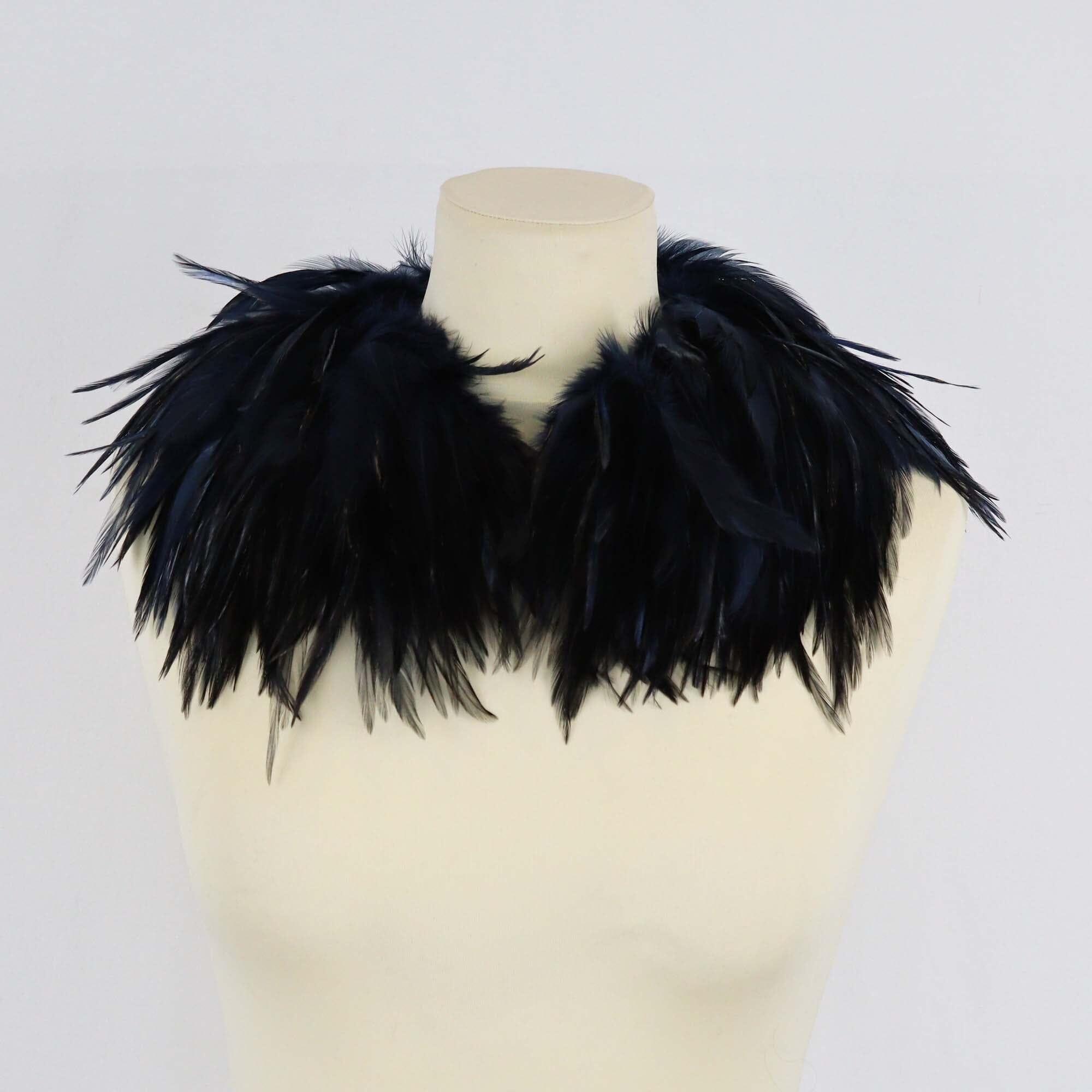 Brunello Cucinelli Dark Blue Rooster Feather Collar Womens Brunello Cucinelli 