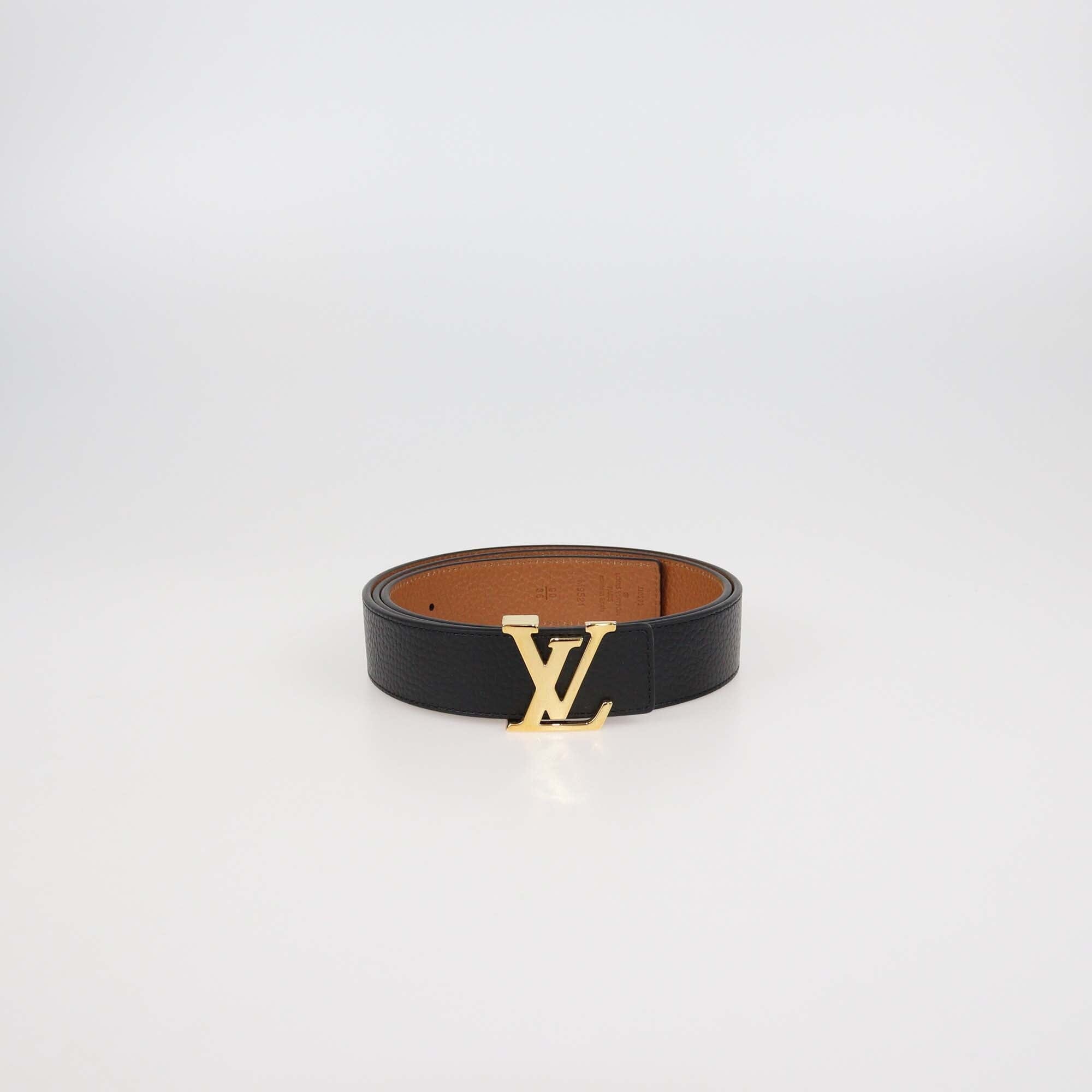 Louis Vuitton Black/Brown Leather Reversible 30MM Initiales Belt Womens Louis Vuitton 