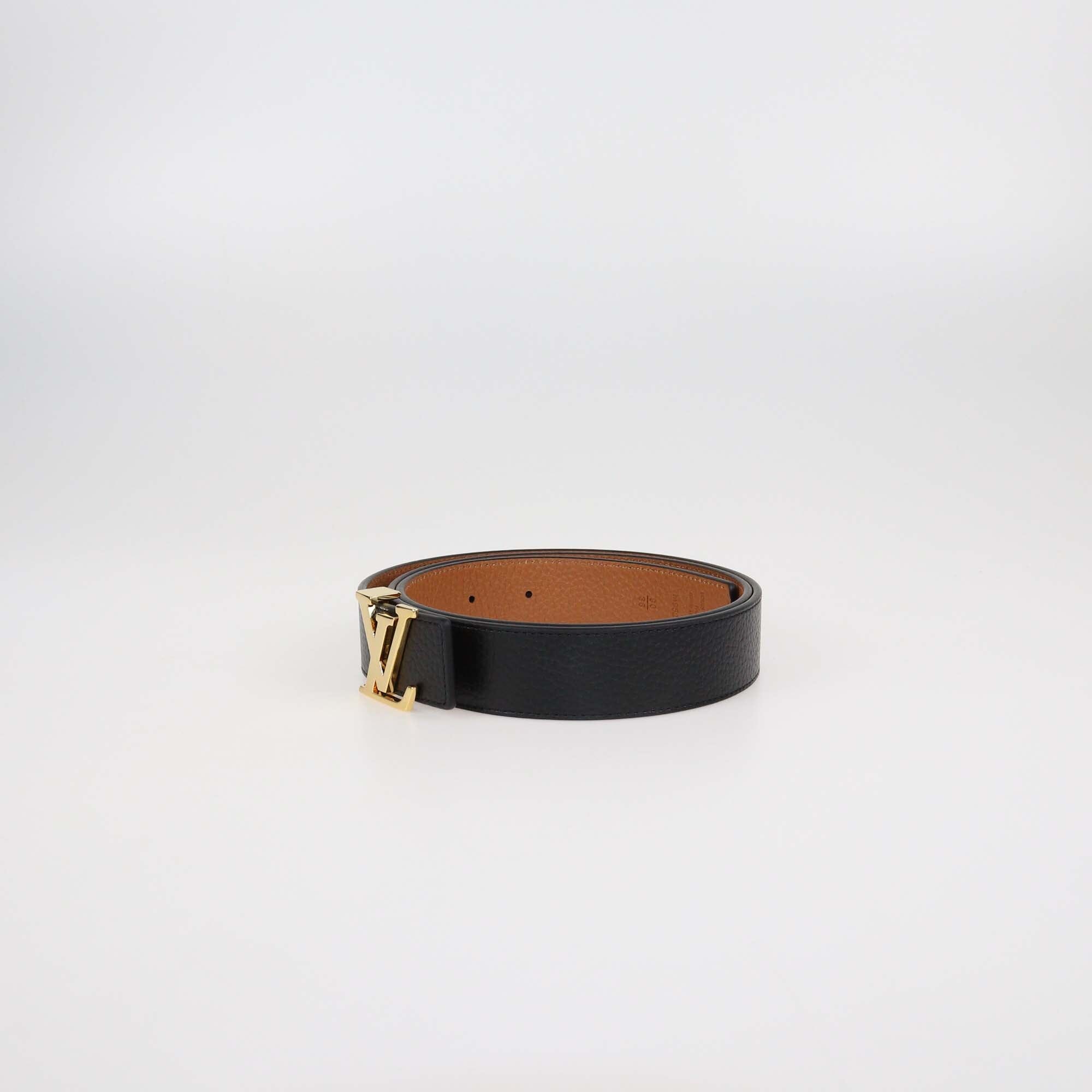 Louis Vuitton Black/Brown Leather Reversible 30MM Initiales Belt Womens Louis Vuitton 