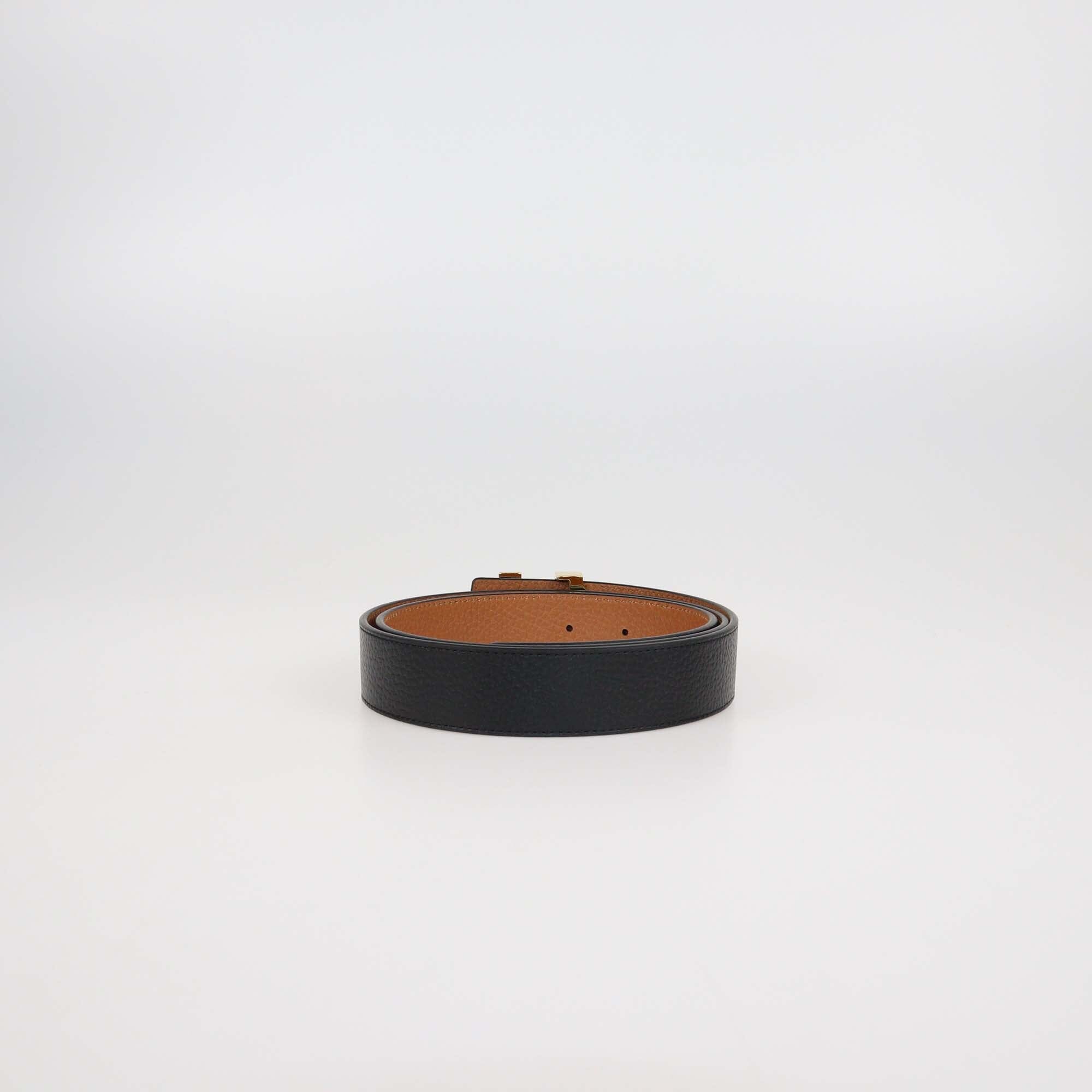 Louis Vuitton Black/Brown Leather Reversible 30MM Initiales Belt Womens Louis Vuitton 