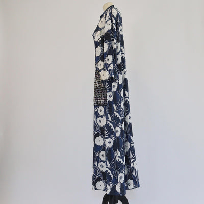 Chanel Blue/White Sequins Crystals 3 Quarter Sleeve Maxi Dress Womens Chanel 