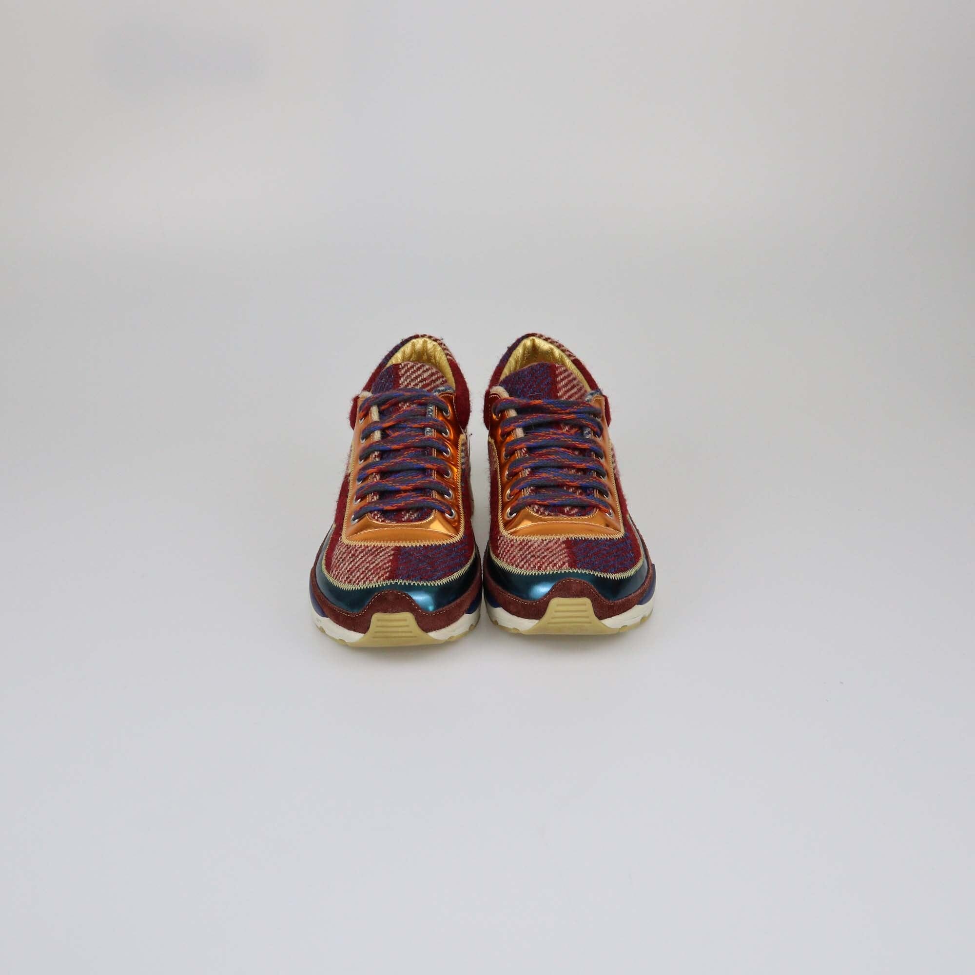 Chanel Multicolor Tweed CC Low Top Sneakers Womens Chanel 