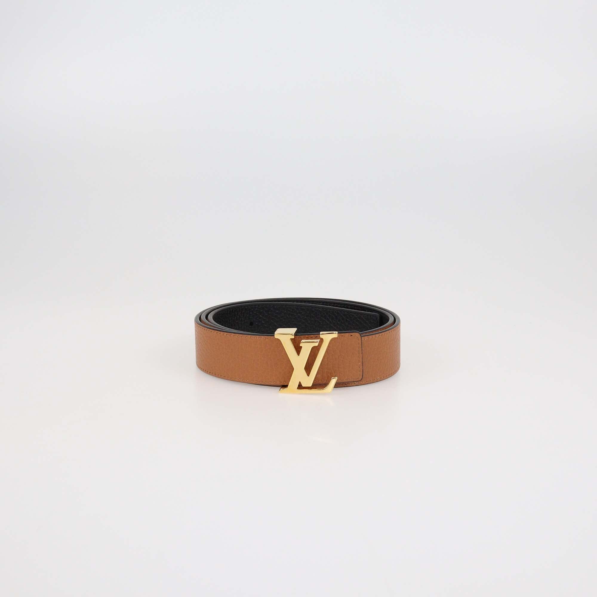 Louis Vuitton Black/Brown Leather Reversible 30MM Initiales Belt Womens Louis Vuitton 