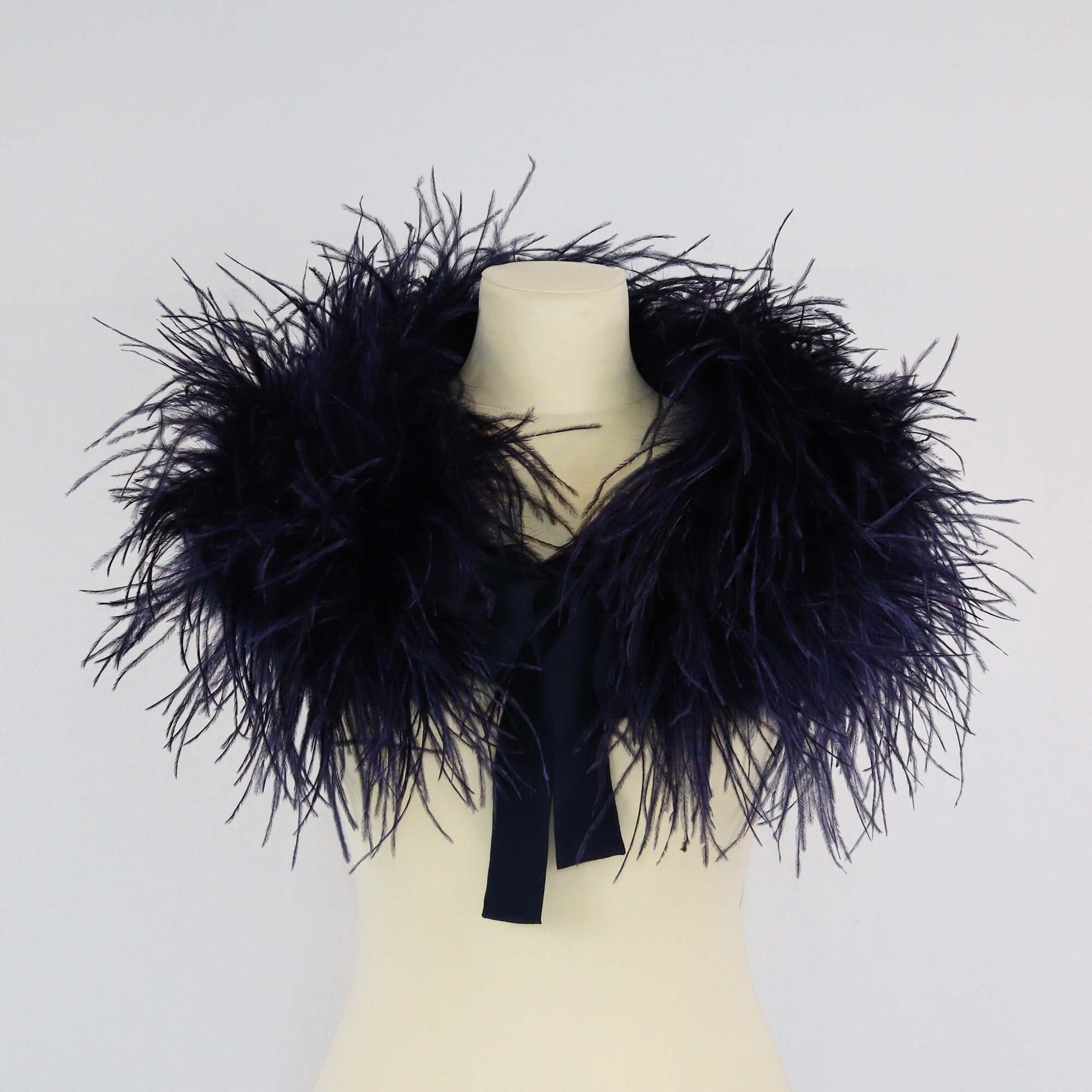 Christian Dior Blue/Purple Ostrich Feather Neck Collar Womens Christian Dior 