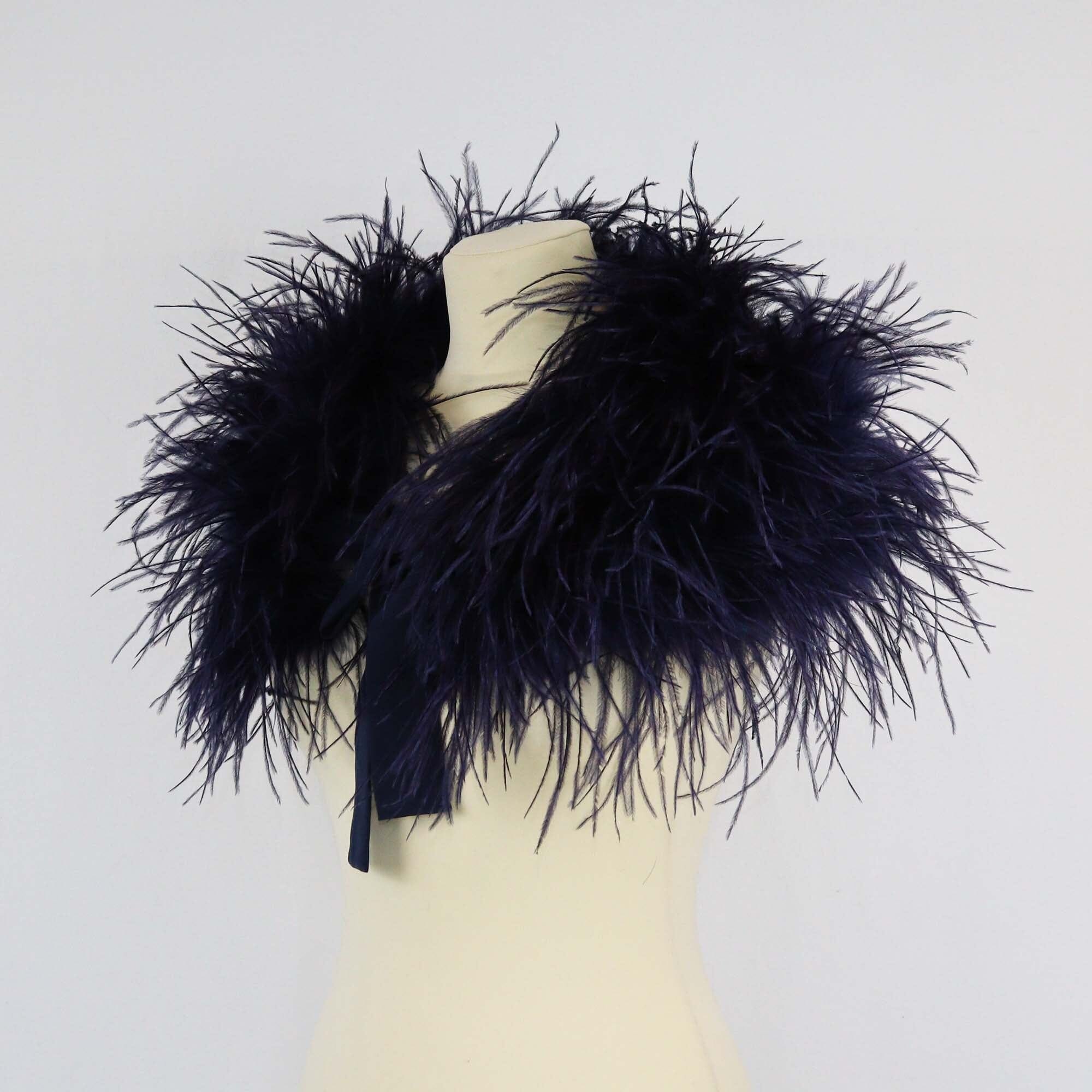 Christian Dior Blue/Purple Ostrich Feather Neck Collar Womens Christian Dior 