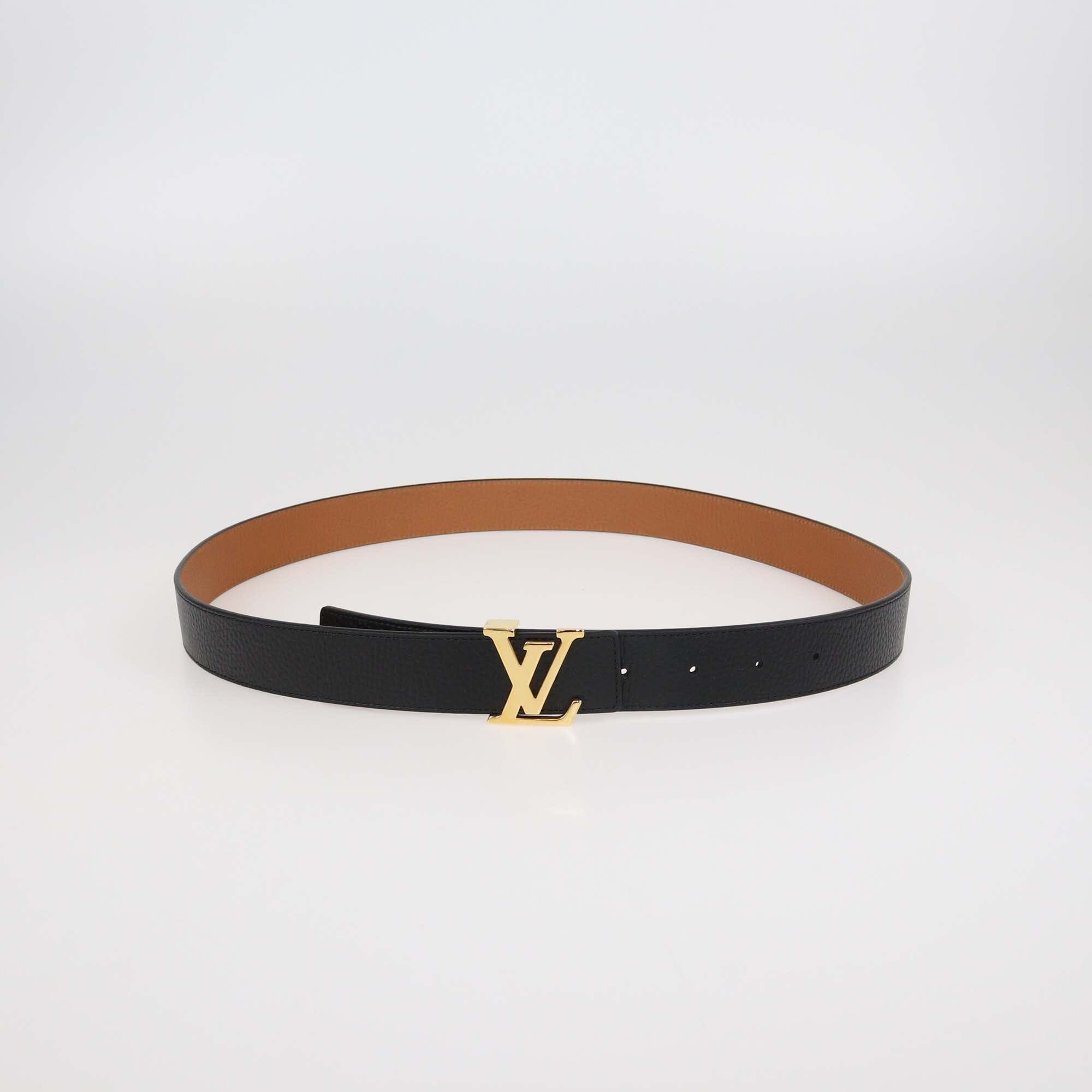 Louis Vuitton Black/Brown Leather Reversible 30MM Initiales Belt Womens Louis Vuitton 