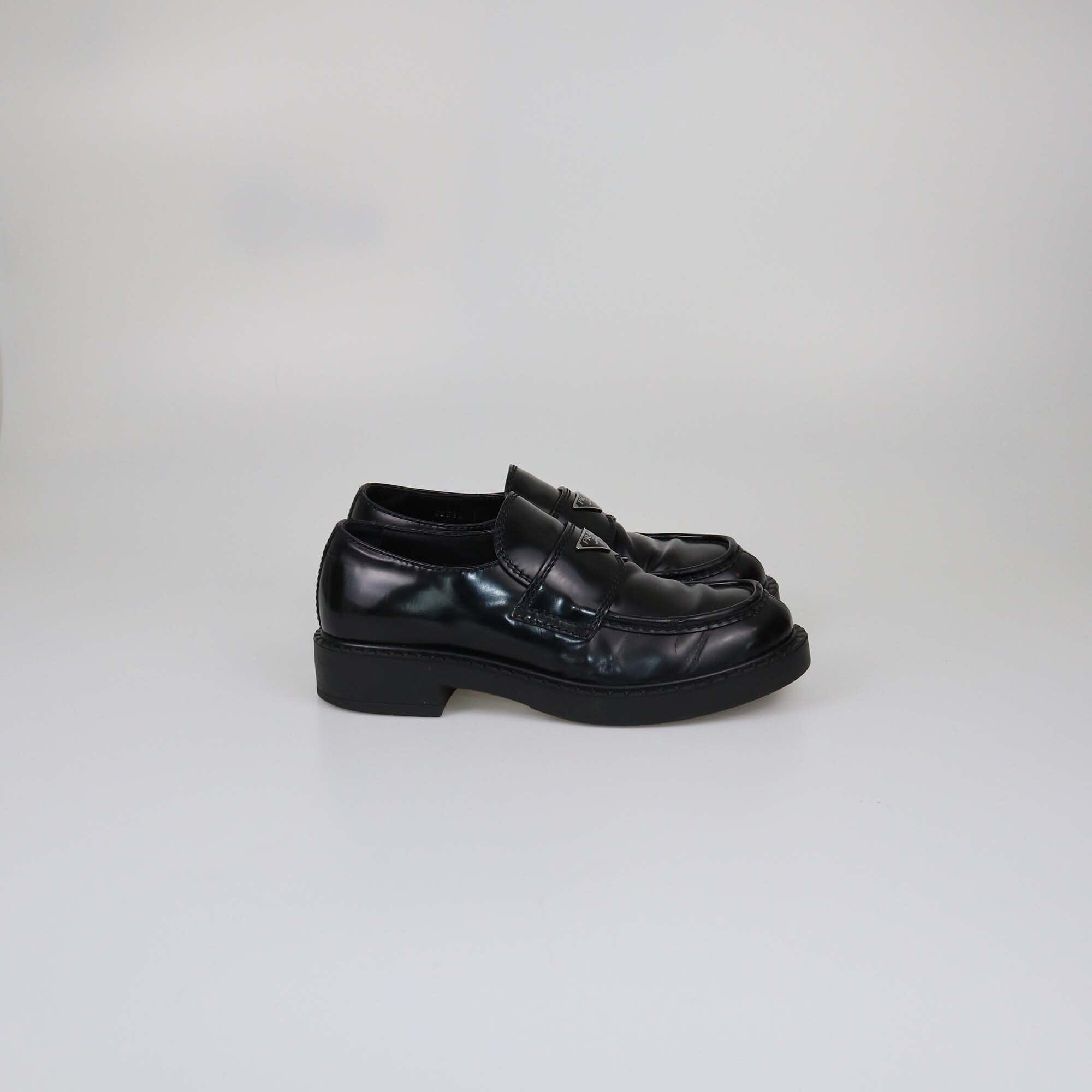 Prada Black Glossy Loafers Womens Prada 