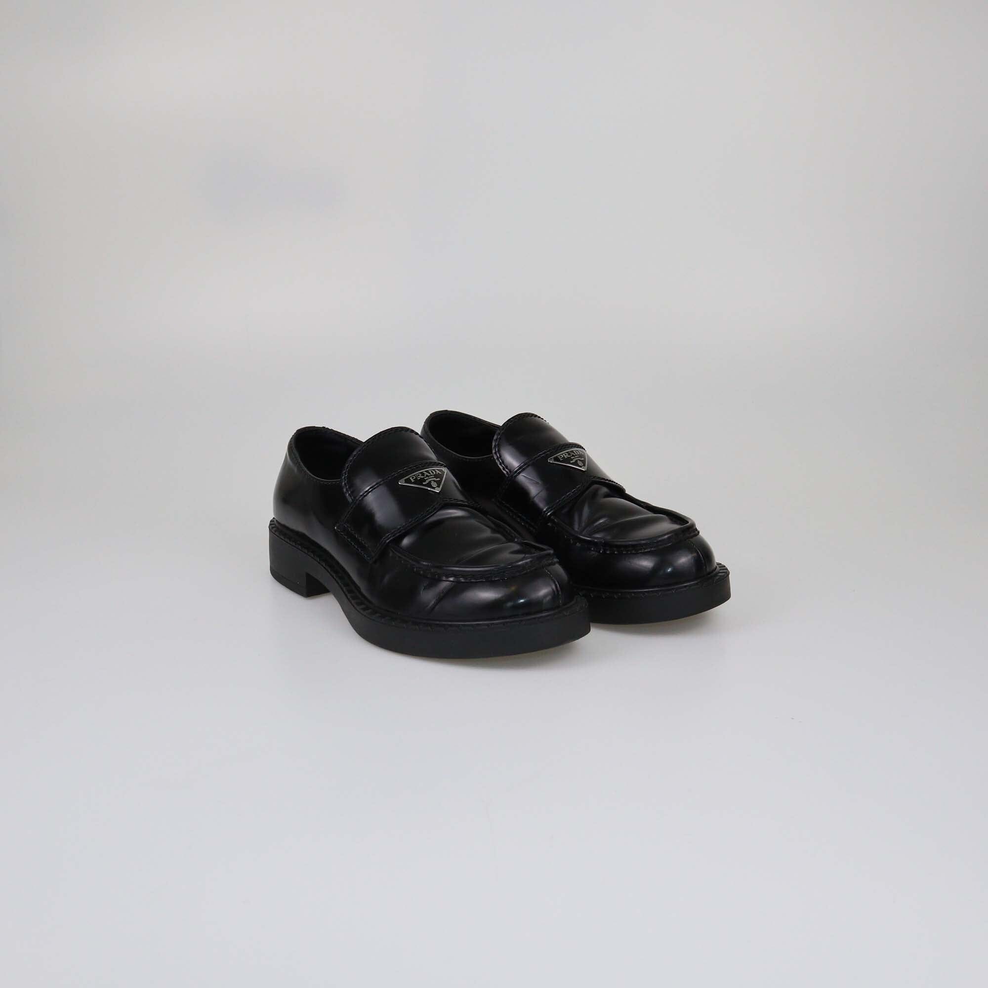 Prada Black Glossy Loafers Womens Prada 