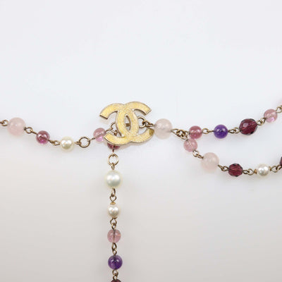Chanel Multicolor Faux Pearl & Crystal Chain CC Belt