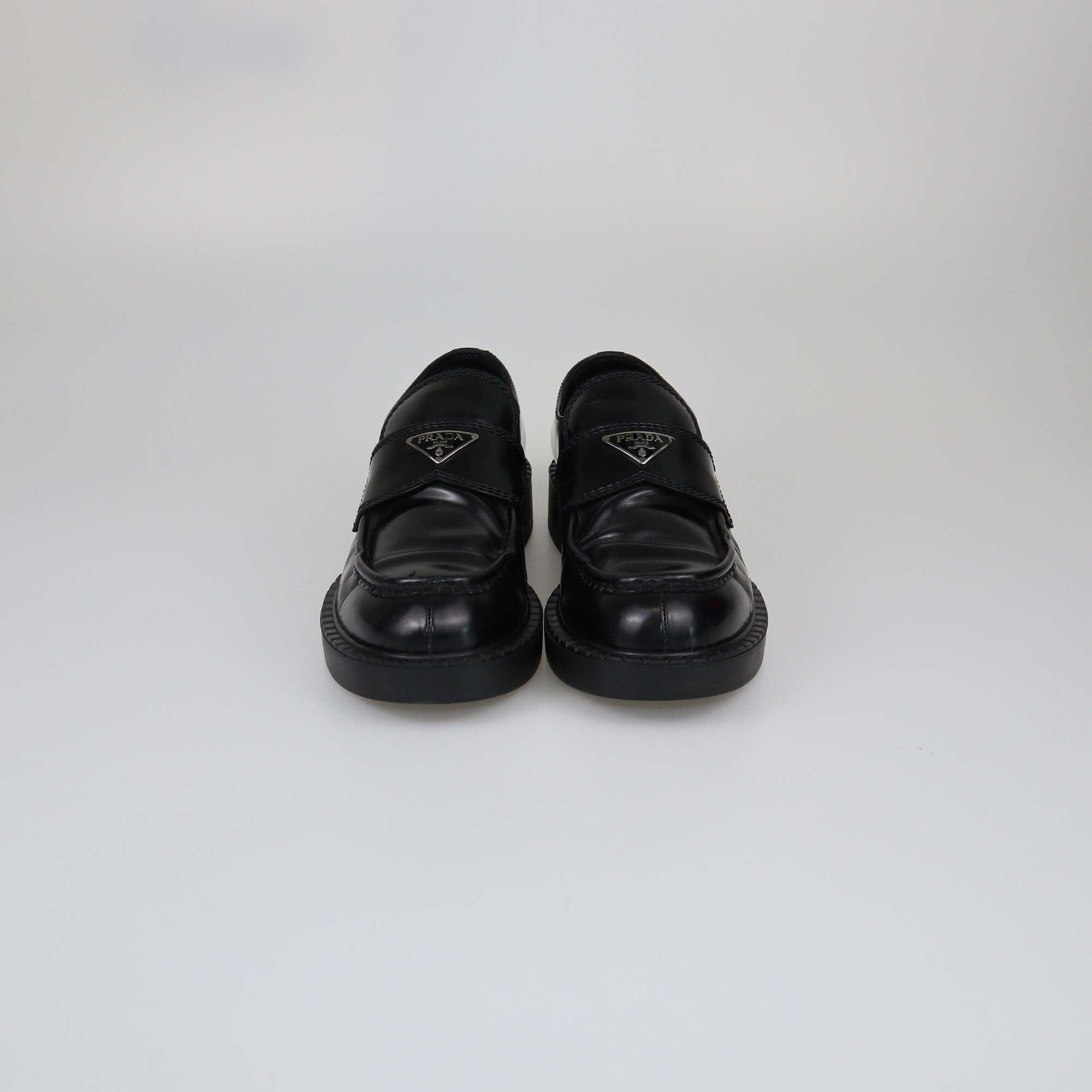 Prada Black Glossy Loafers Womens Prada 