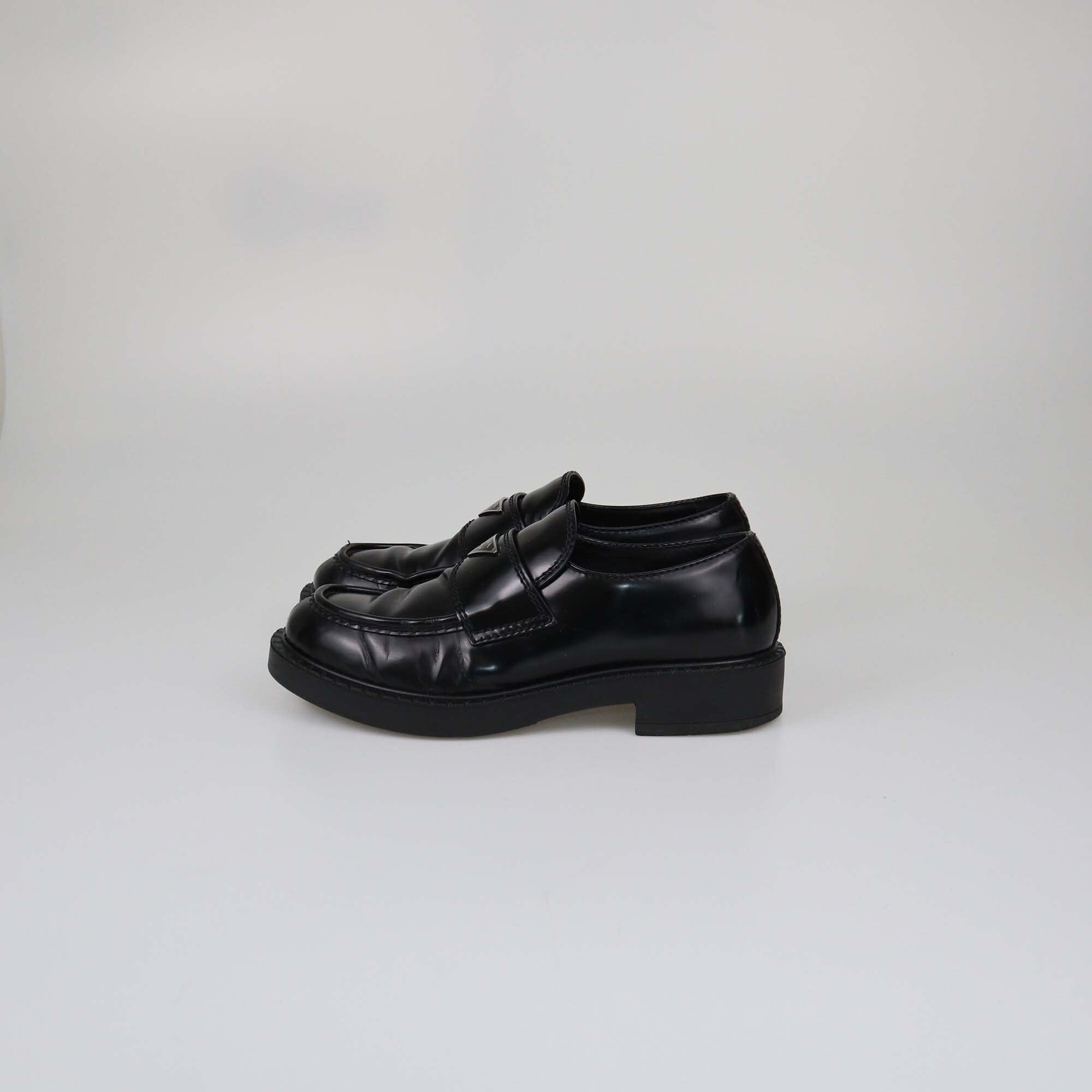 Prada Black Glossy Loafers Womens Prada 