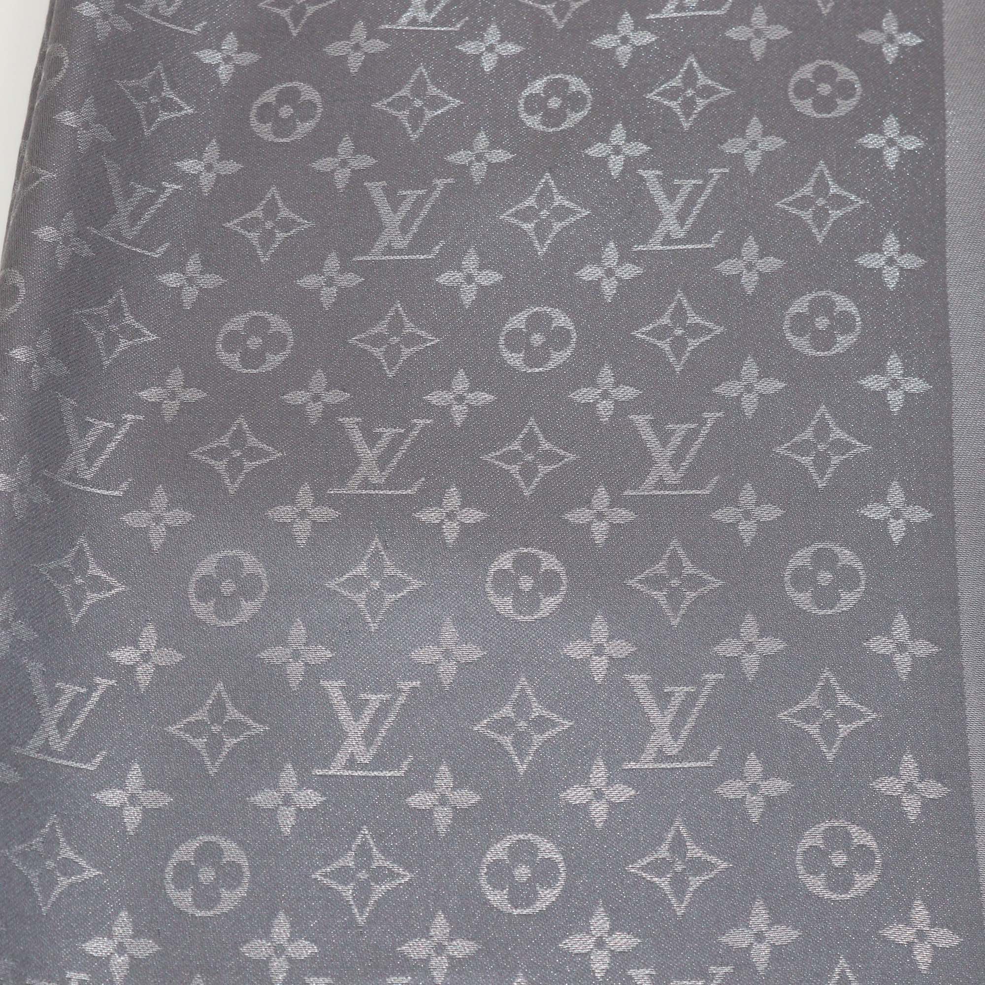 Louis Vuitton Metallic Grey Blend Silk Monogram Classic Shawl