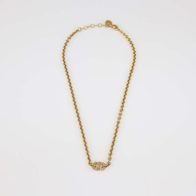 Christian Dior Gold Tone Metal Crystal 30 Montaigne Chain Necklace