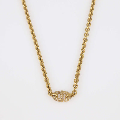Christian Dior Gold Tone Metal Crystal 30 Montaigne Chain Necklace