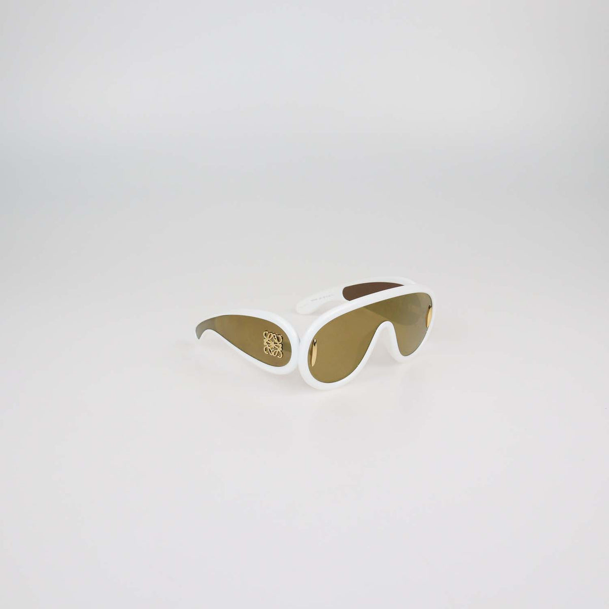 Loewe White Mirrored Anagram Wave Mask Sunglasses