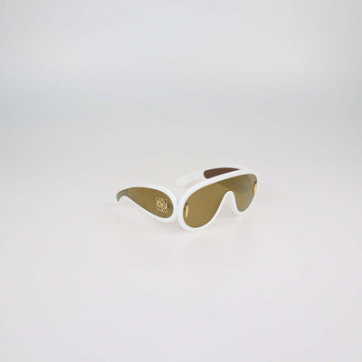 Loewe White Mirrored Anagram Wave Mask Sunglasses