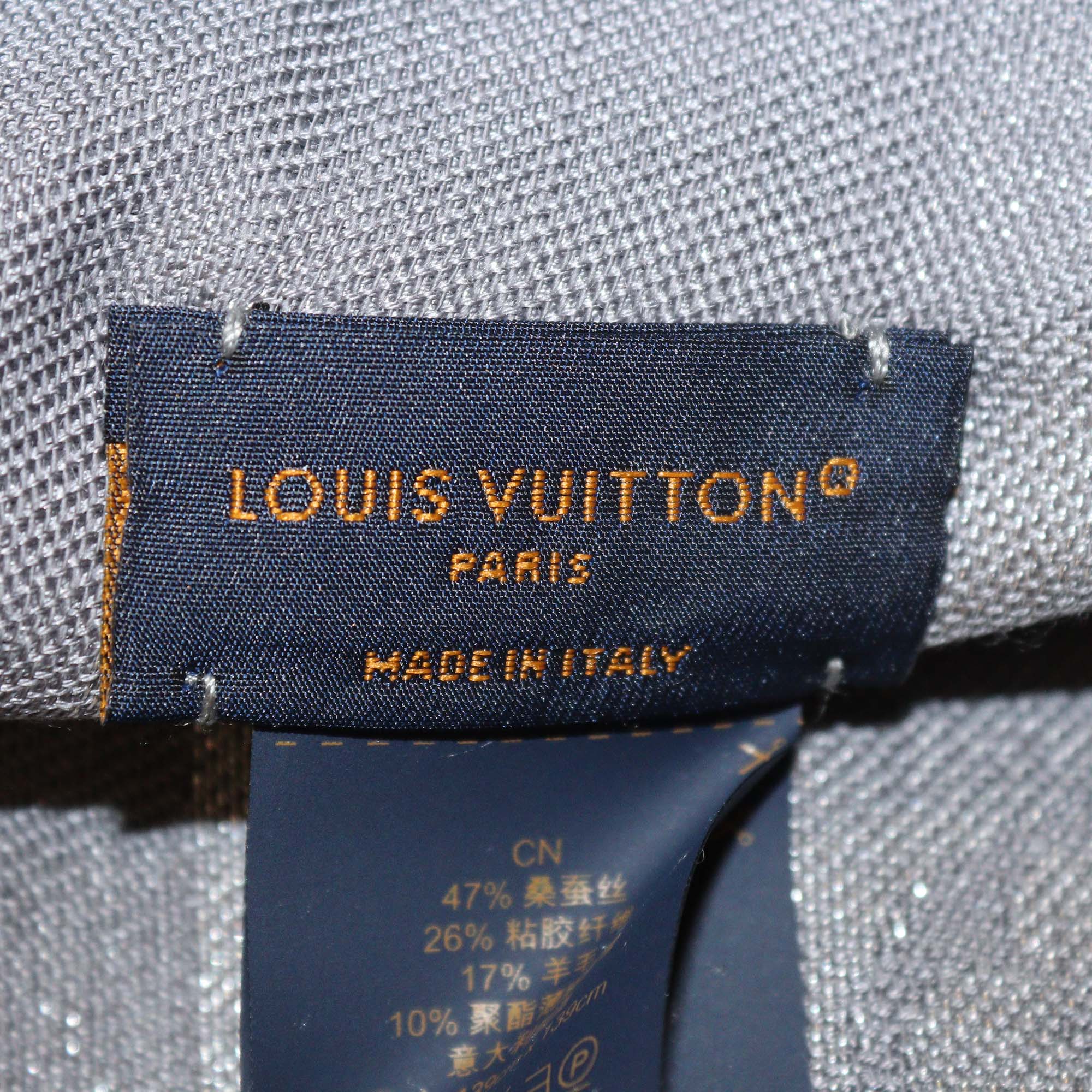 Louis Vuitton Metallic Grey Blend Silk Monogram Classic Shawl