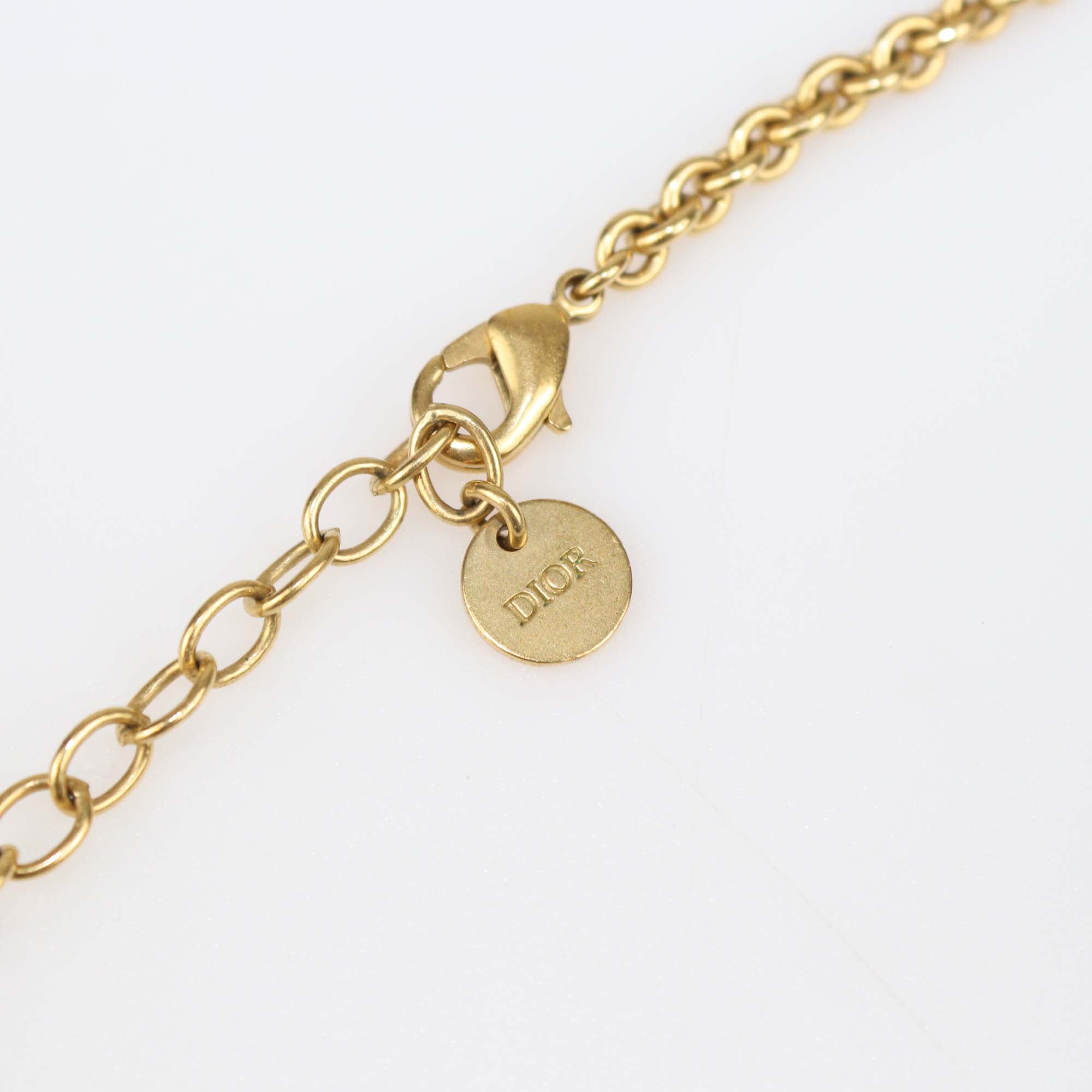Christian Dior Gold Tone Metal Crystal 30 Montaigne Chain Necklace