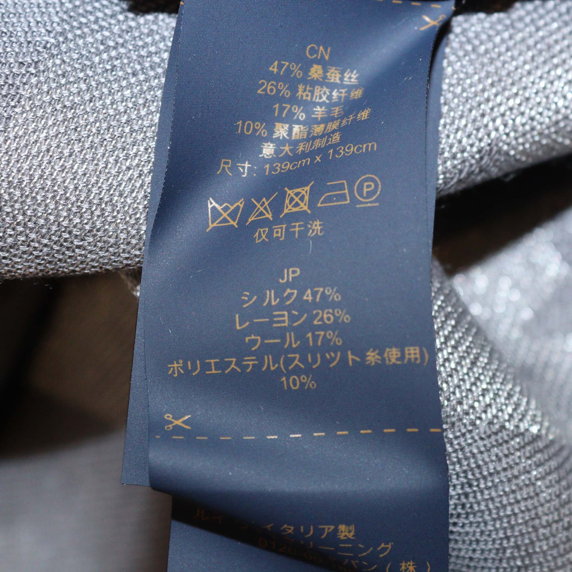 Louis Vuitton Metallic Grey Blend Silk Monogram Classic Shawl